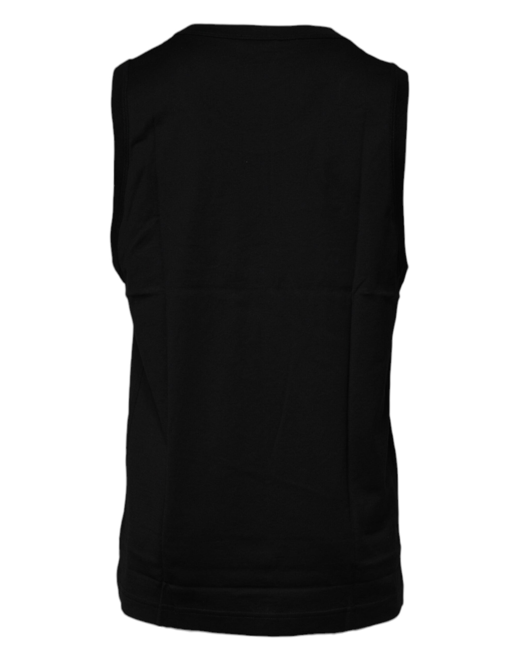 Camiseta sin mangas de cuello redondo de algodón negra de Dolce &amp; Gabbana