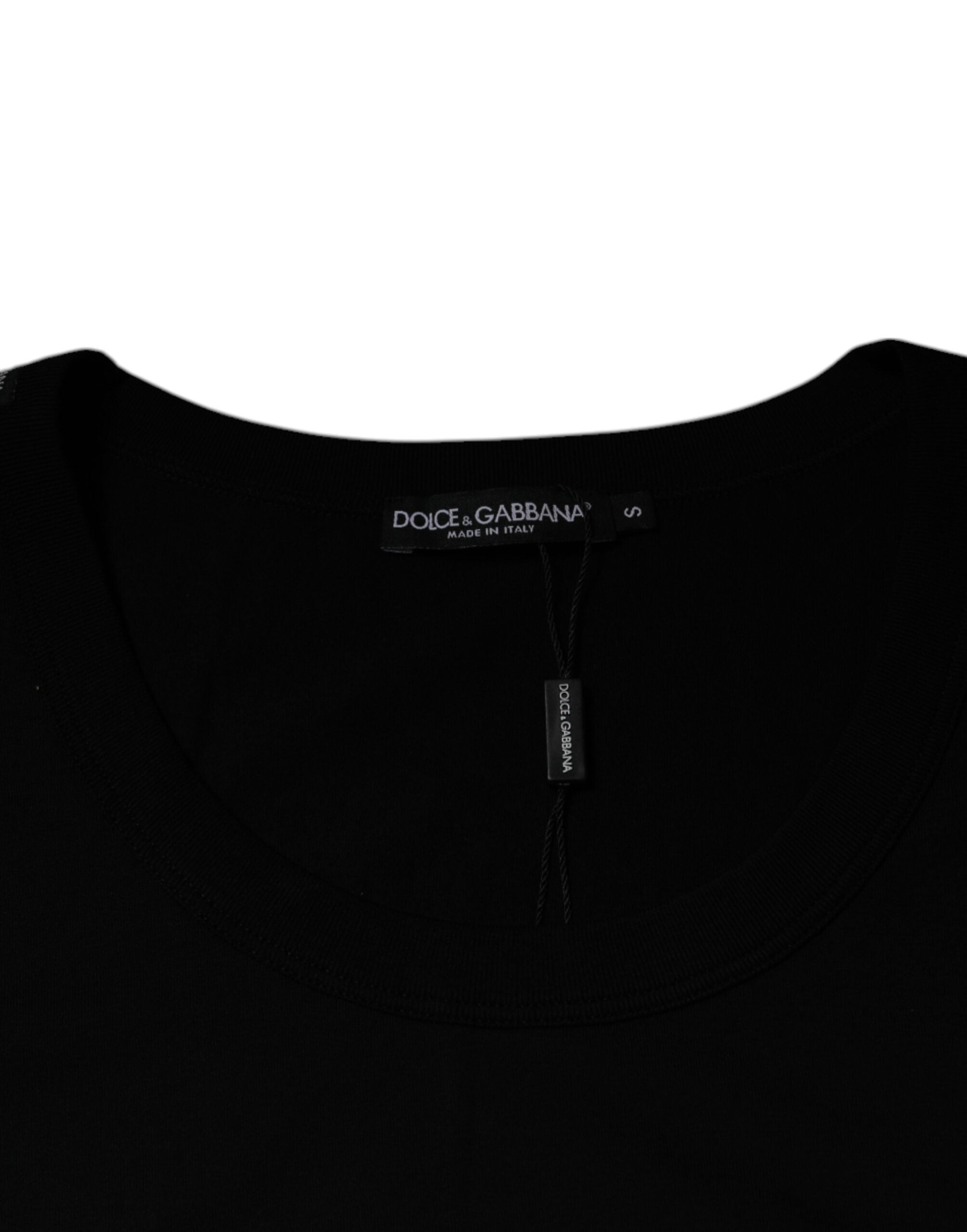 Camiseta sin mangas de cuello redondo de algodón negra de Dolce &amp; Gabbana