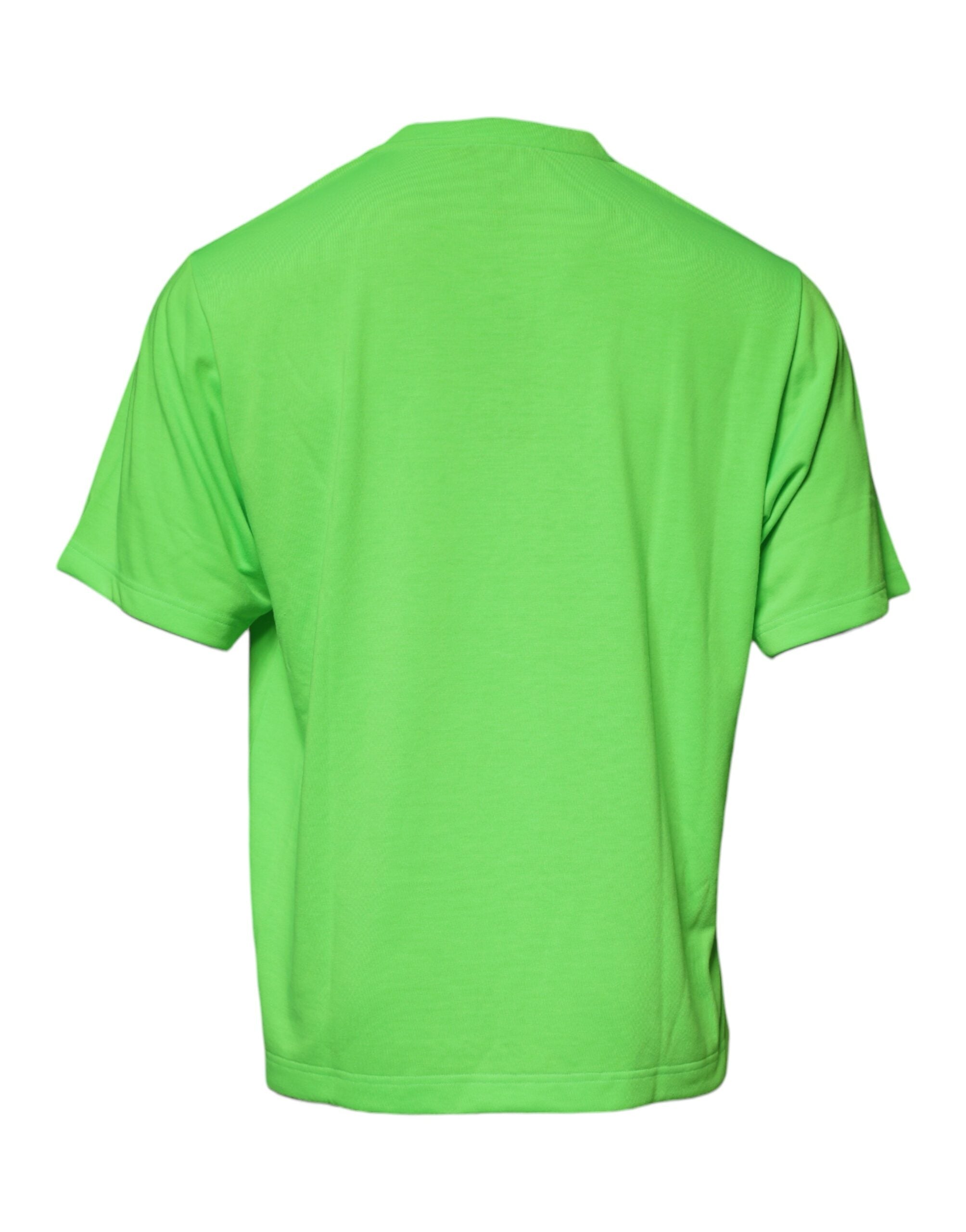 Camiseta de algodón con cuello redondo y logotipo DG verde de Dolce &amp; Gabbana