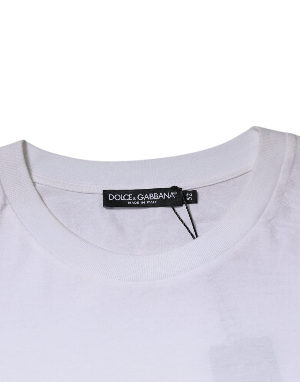 Camiseta blanca de algodón con cuello redondo DG Milano de Dolce &amp; Gabbana