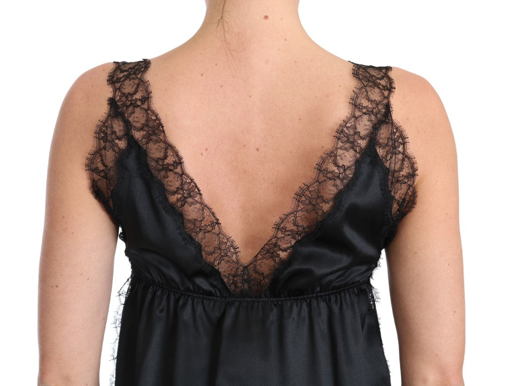 Camisola Dolce &amp; Gabbana Lingerie de seda elástica con encaje negro