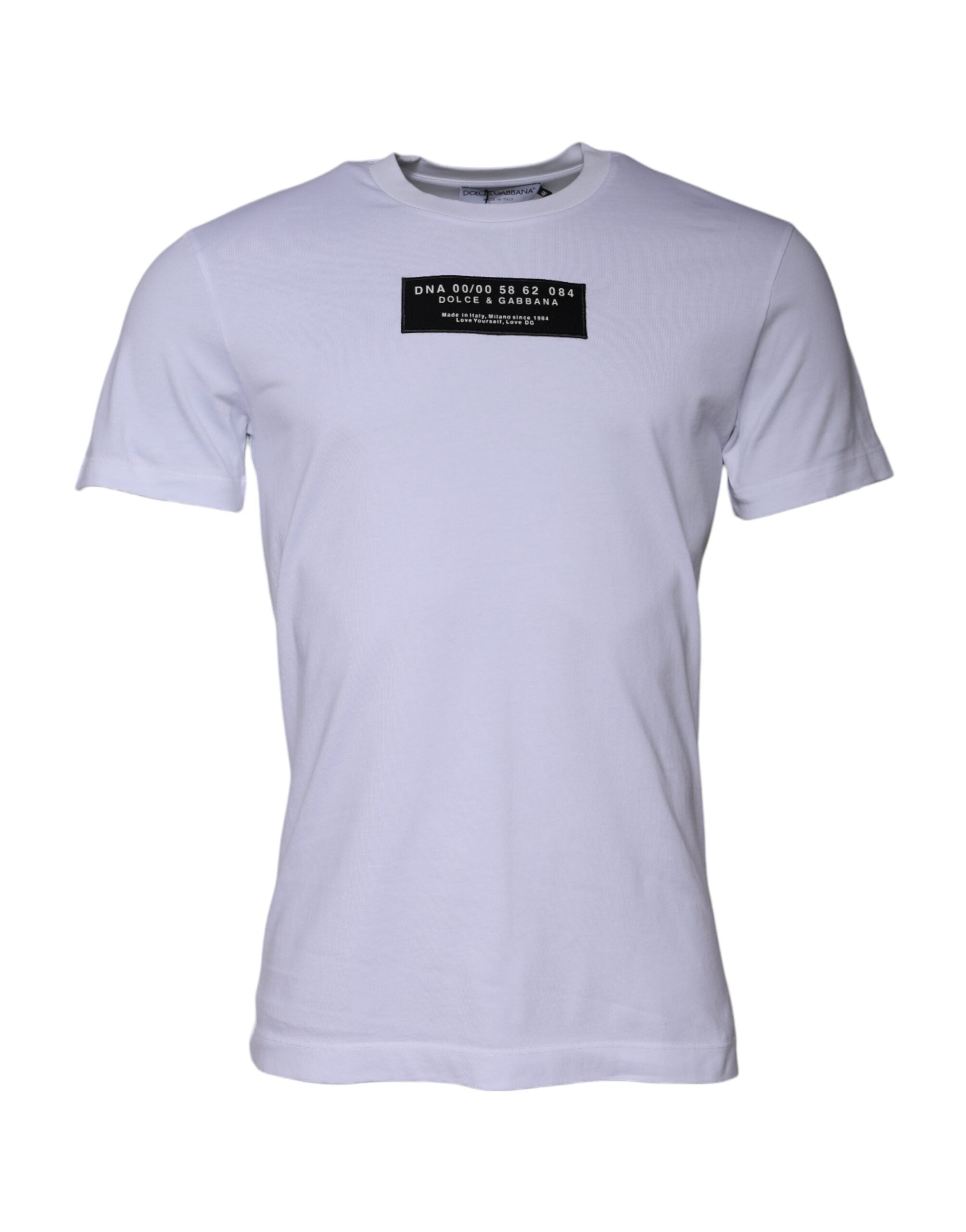 Camiseta de algodón con cuello redondo y estampado del logotipo blanco de Dolce &amp; Gabbana