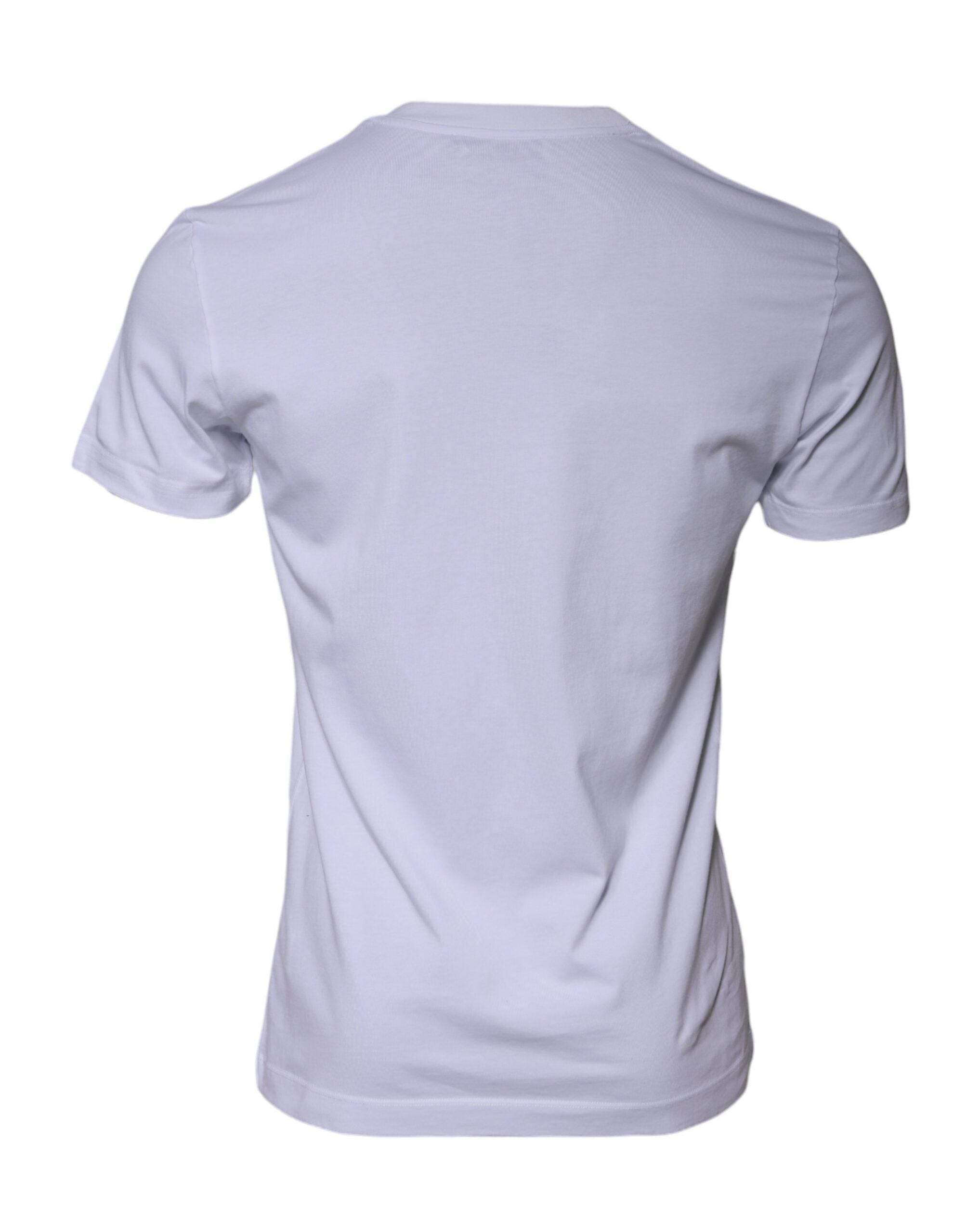 Camiseta de algodón con cuello redondo y estampado del logotipo blanco de Dolce &amp; Gabbana