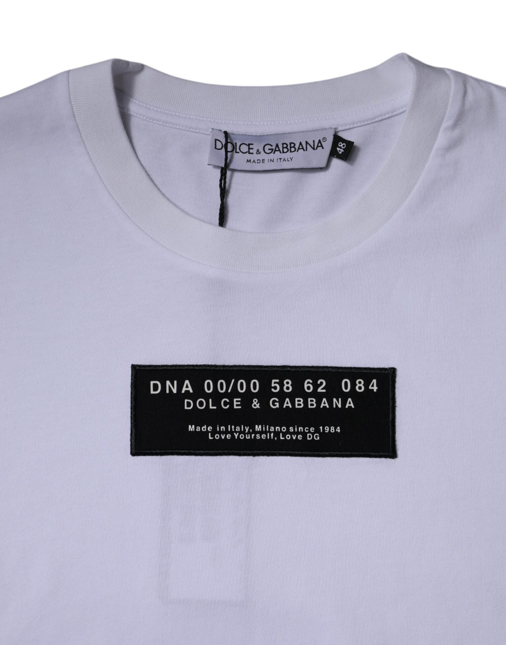 Camiseta de algodón con cuello redondo y estampado del logotipo blanco de Dolce &amp; Gabbana