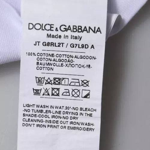 Camiseta de algodón con cuello redondo y estampado del logotipo blanco de Dolce &amp; Gabbana