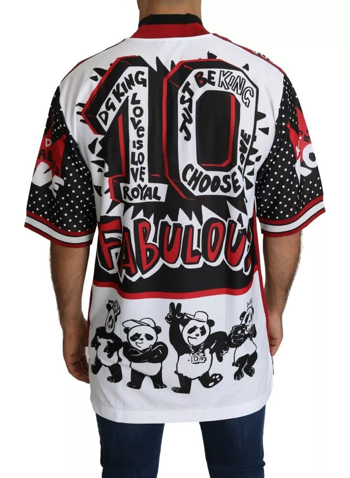 Camiseta de poliéster con diseño de panda blanco de Dolce &amp; Gabbana