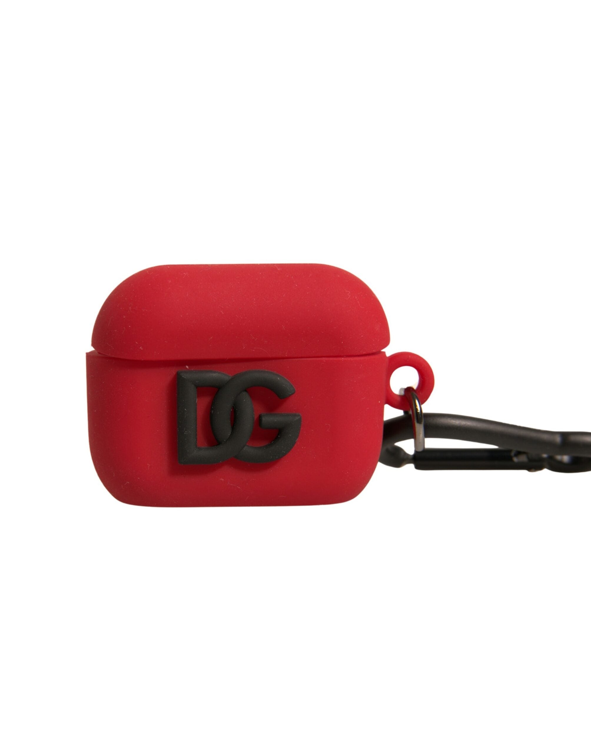 Estuche para AirPods de silicona roja con el logotipo en relieve de Dolce &amp; Gabbana