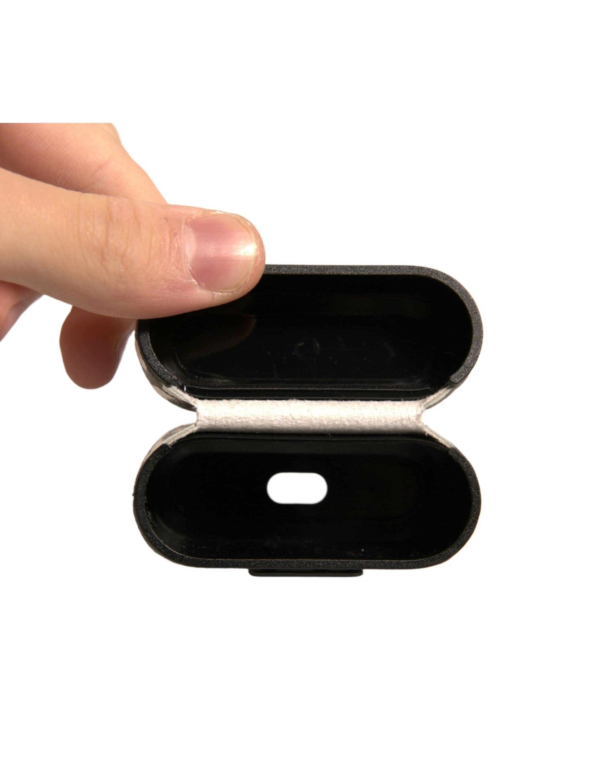 Estuche para AirPods de Dolce &amp; Gabbana de cuero blanco y negro con logotipo grabado en relieve