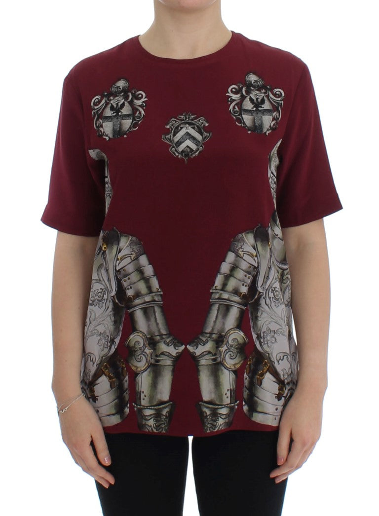 Blusa de seda con estampado de caballero rojo de Dolce &amp; Gabbana
