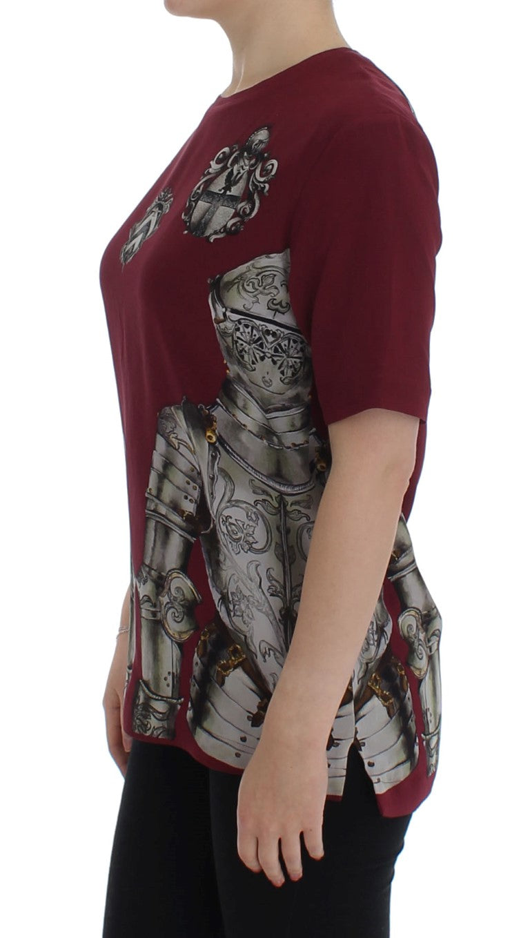 Blusa de seda con estampado de caballero rojo de Dolce &amp; Gabbana