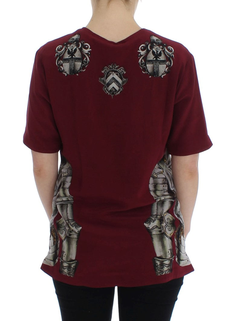 Blusa de seda con estampado de caballero rojo de Dolce &amp; Gabbana