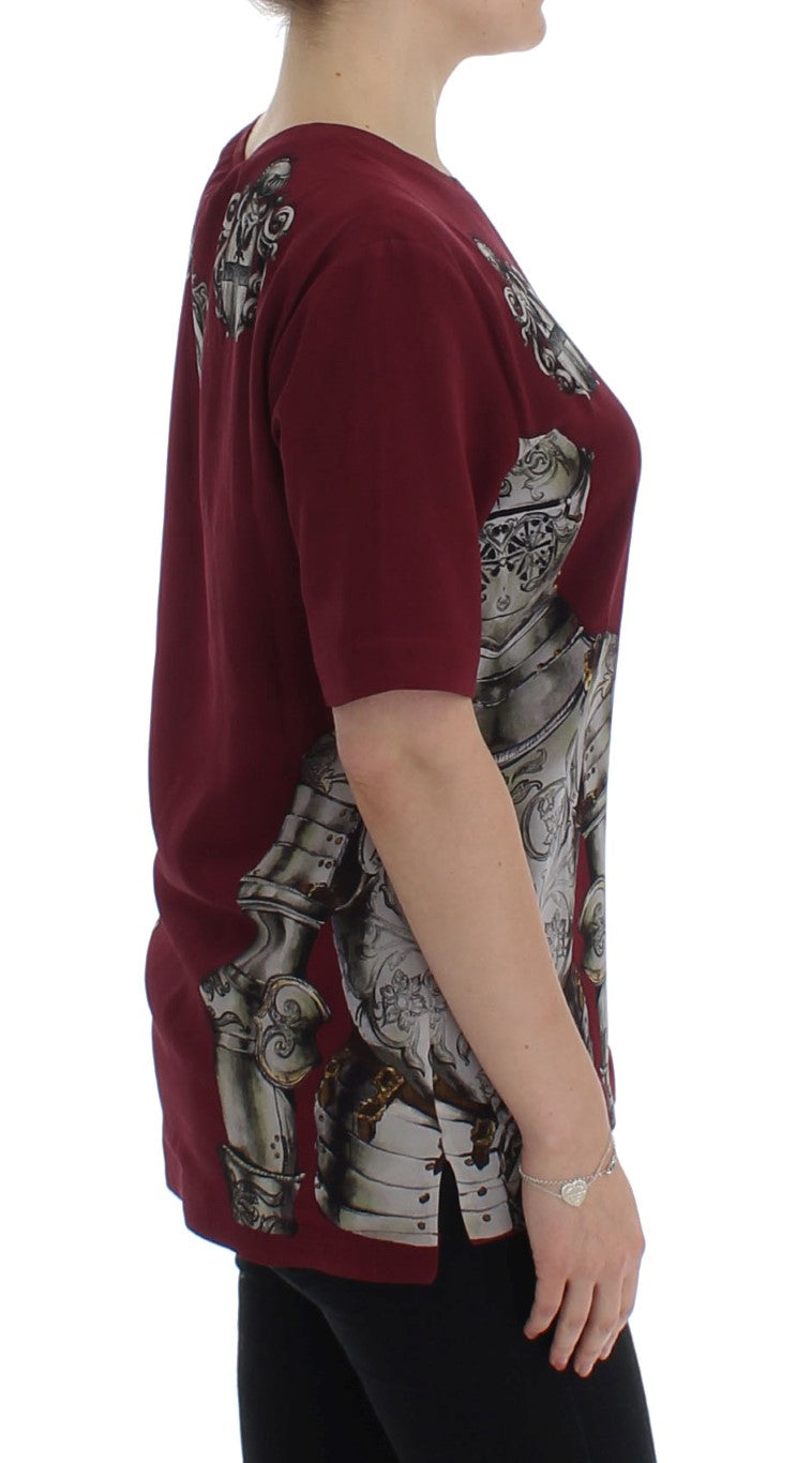 Blusa de seda con estampado de caballero rojo de Dolce &amp; Gabbana