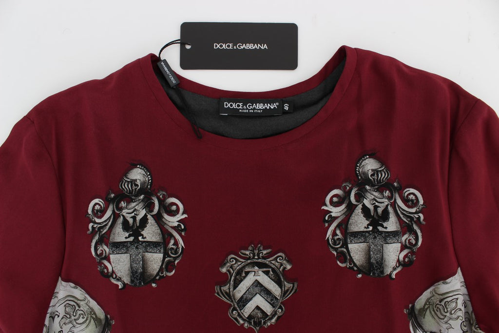 Blusa de seda con estampado de caballero rojo de Dolce &amp; Gabbana