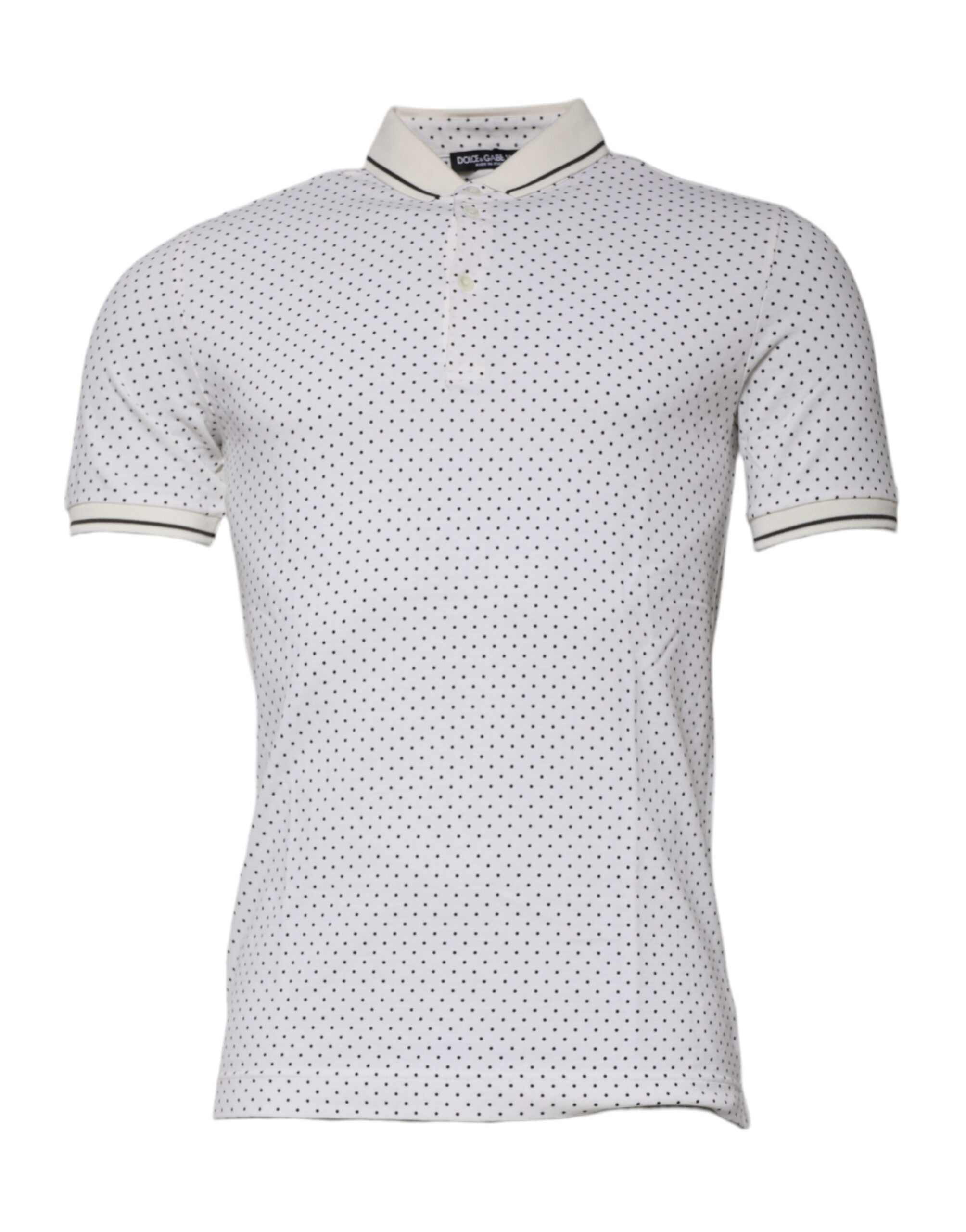 Polo de algodón con cuello y lunares blancos de Dolce &amp; Gabbana