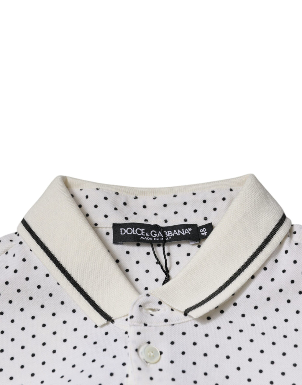 Polo de algodón con cuello y lunares blancos de Dolce &amp; Gabbana