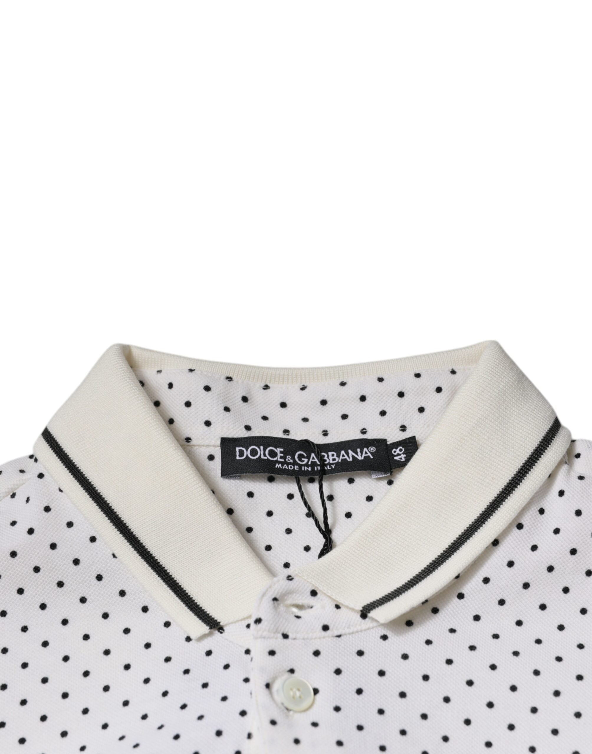 Polo de algodón con cuello y lunares blancos de Dolce &amp; Gabbana