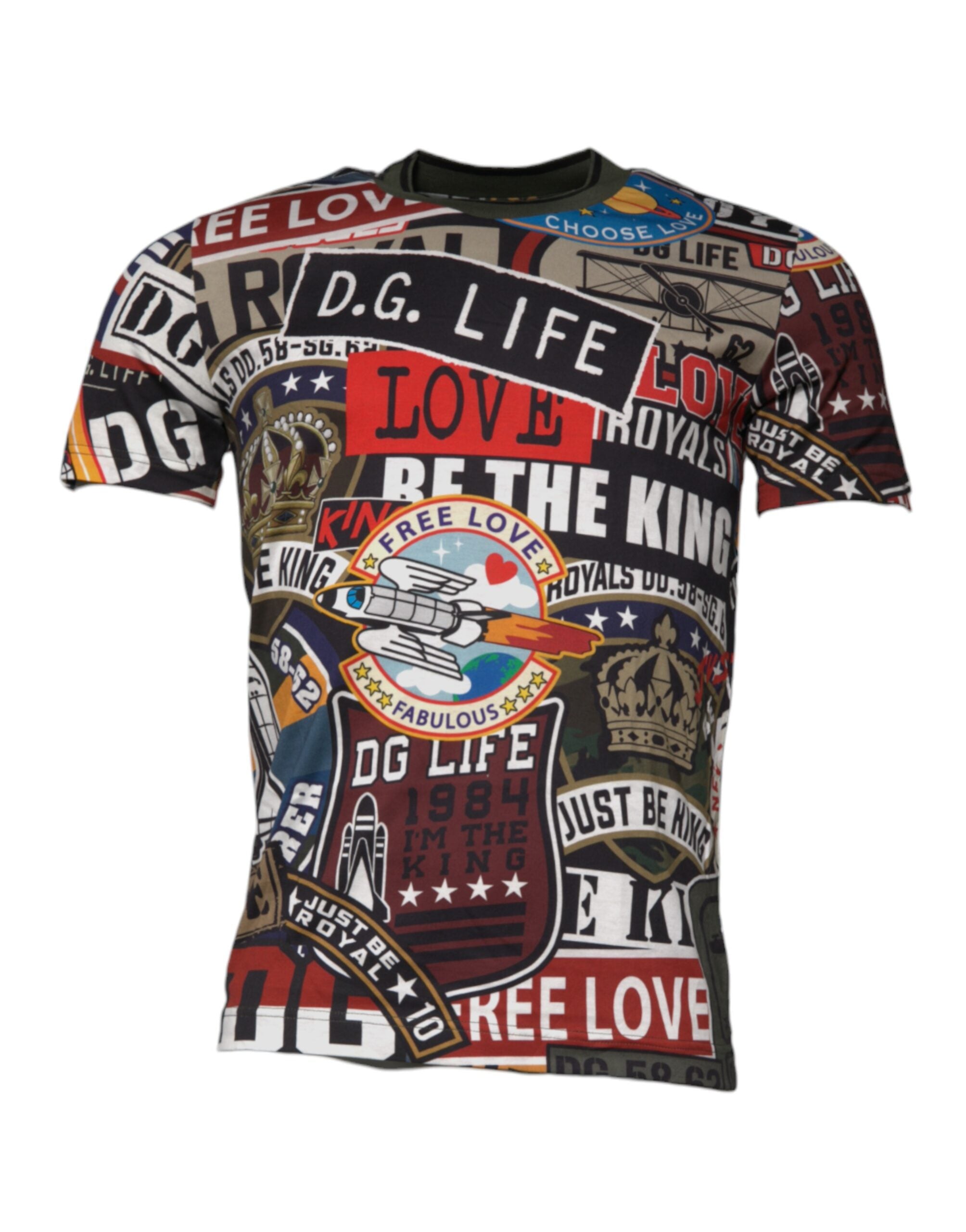 Camiseta de algodón con cuello redondo y estampado gráfico multicolor de Dolce &amp; Gabbana