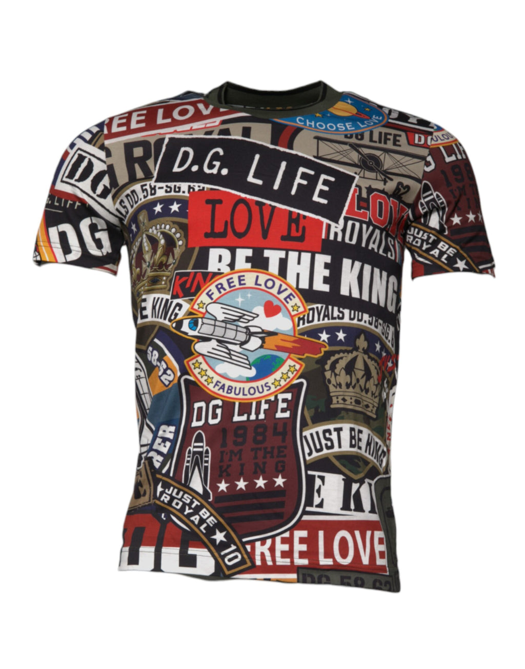 Camiseta de algodón con cuello redondo y estampado gráfico multicolor de Dolce &amp; Gabbana