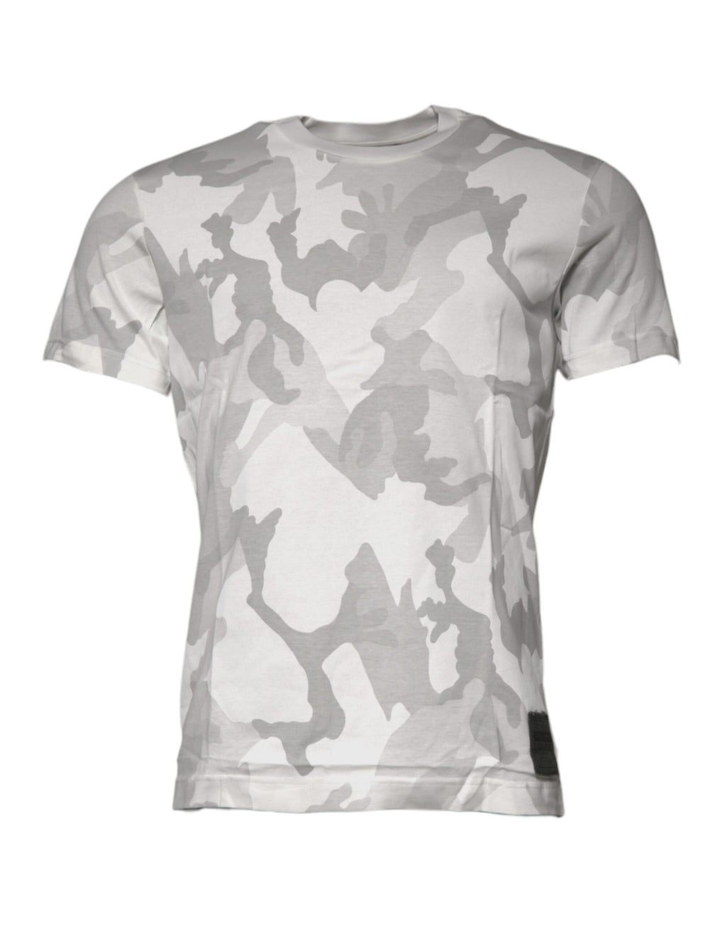 Camiseta de algodón con cuello redondo y estampado de camuflaje blanco y gris de Dolce &amp; Gabbana