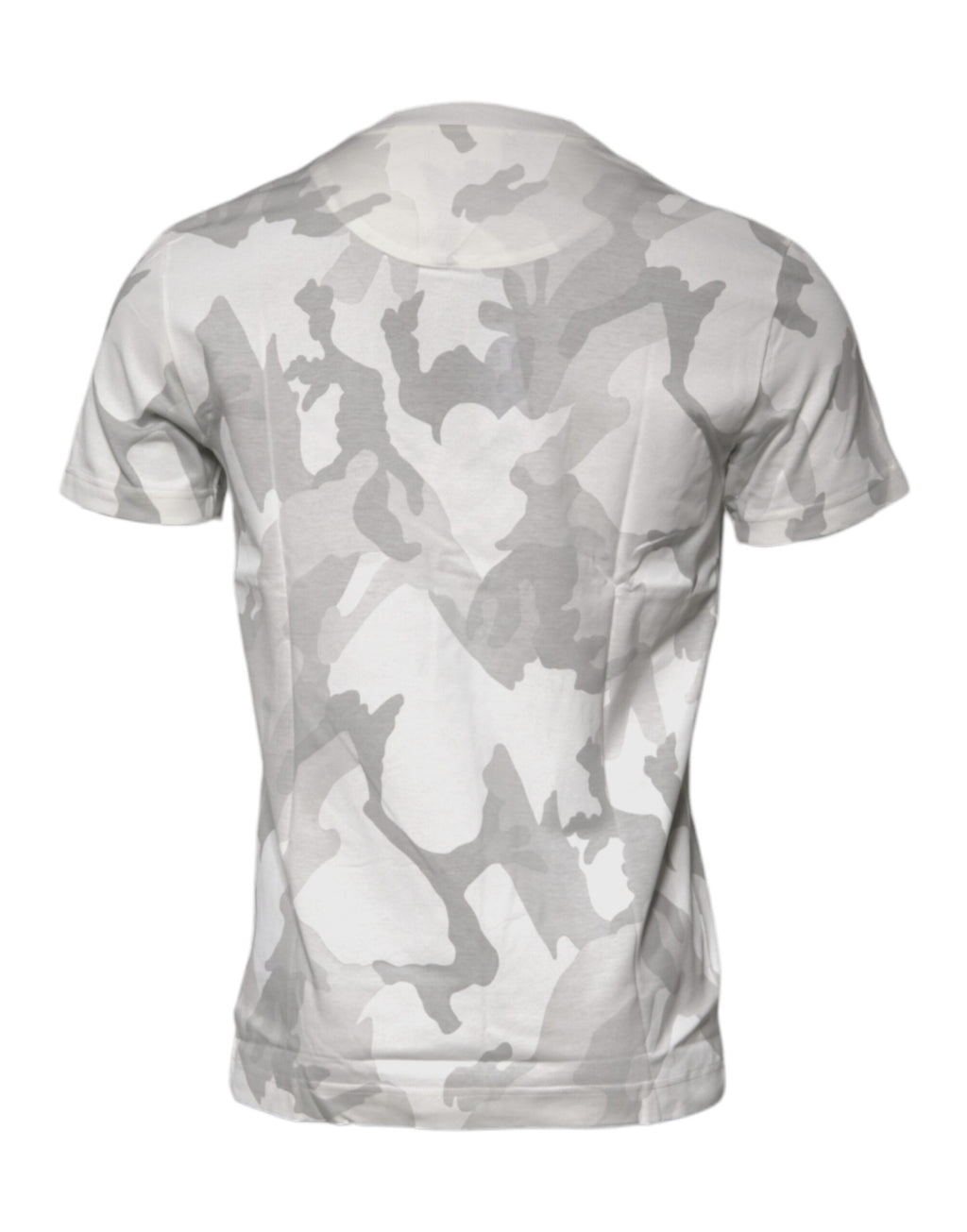 Camiseta de algodón con cuello redondo y estampado de camuflaje blanco y gris de Dolce &amp; Gabbana