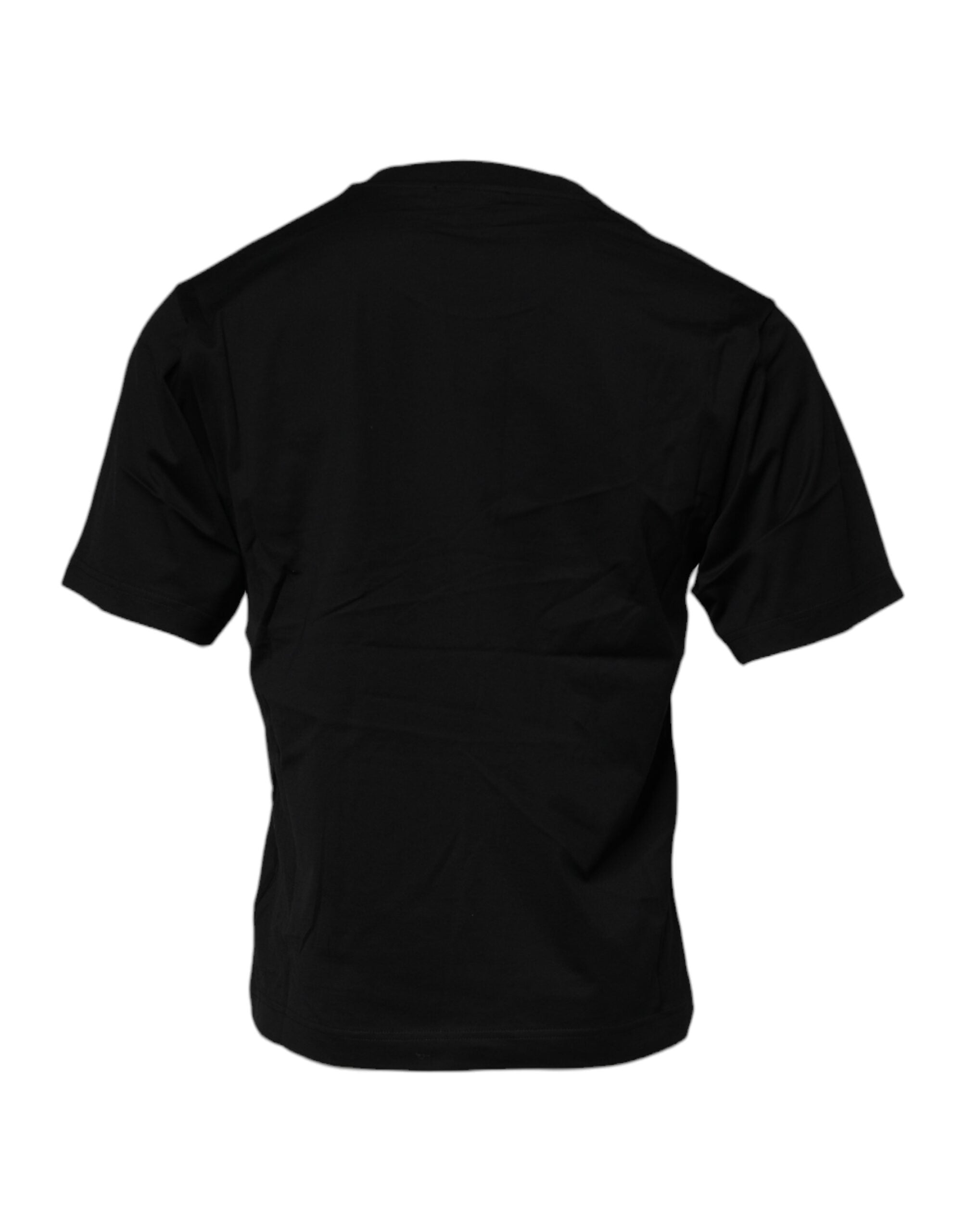Camiseta de algodón con cuello redondo y parche del logotipo negro de Dolce &amp; Gabbana