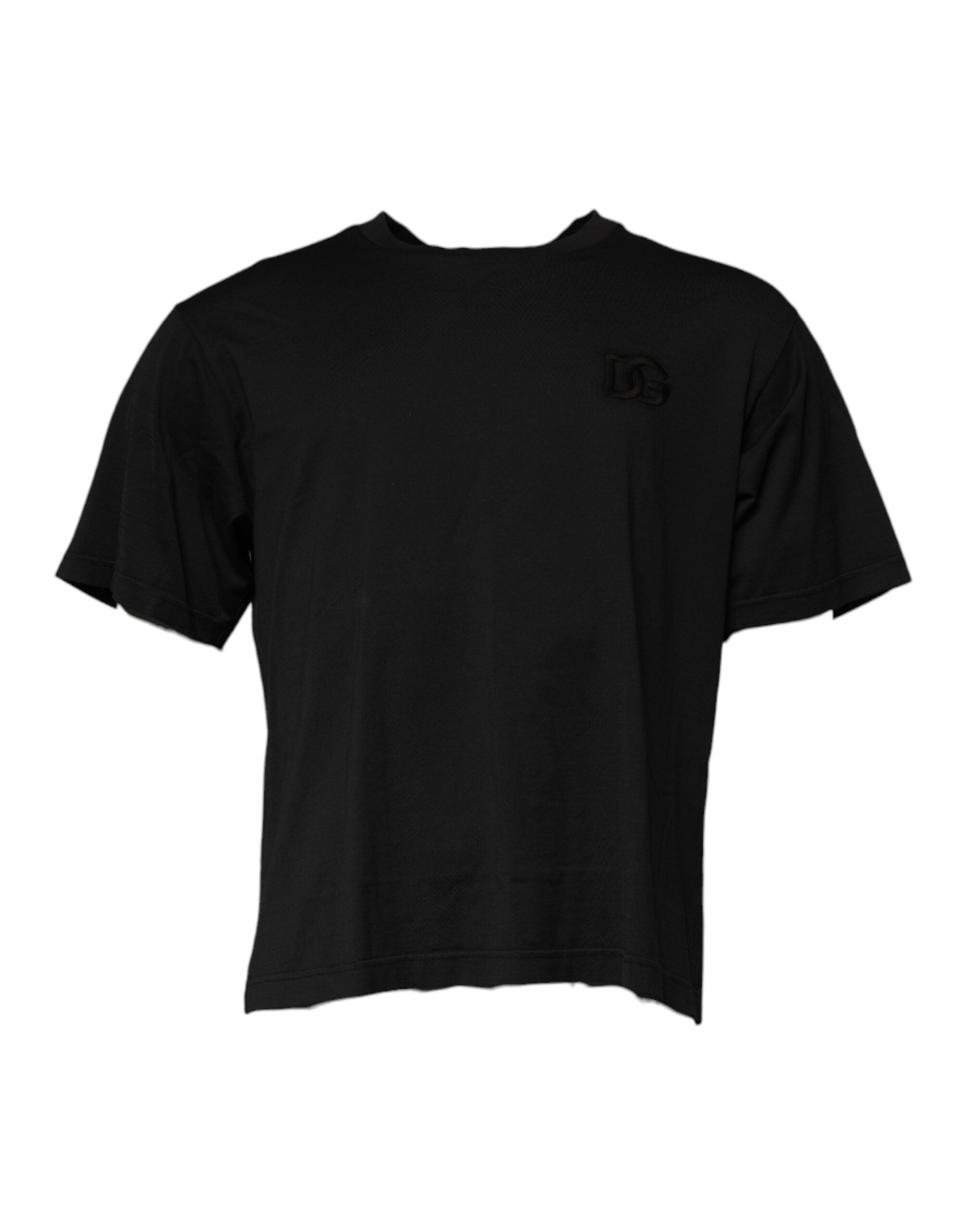 Camiseta de algodón con cuello redondo y logotipo DG en negro de Dolce &amp; Gabbana
