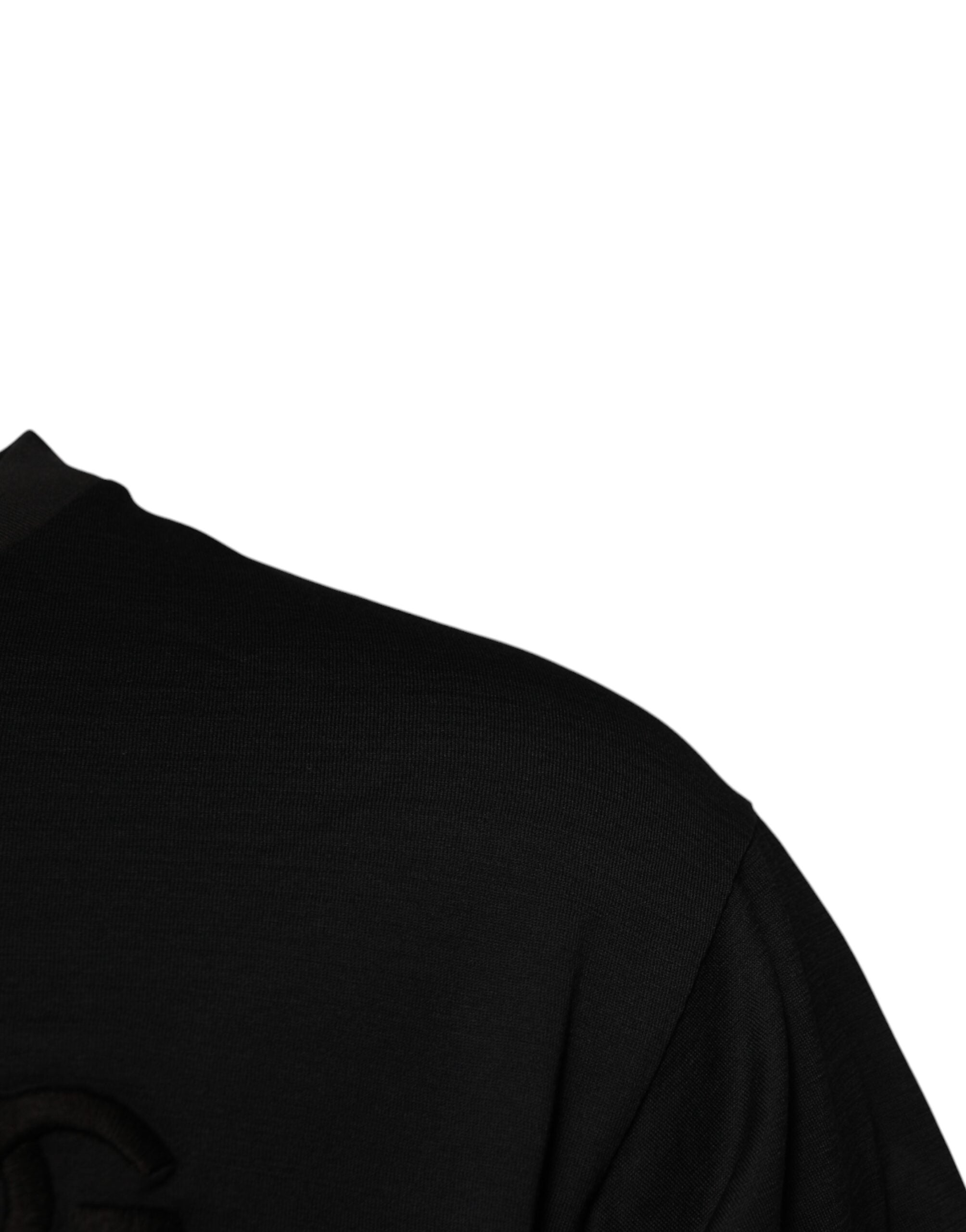 Camiseta de algodón con cuello redondo y logotipo DG en negro de Dolce &amp; Gabbana