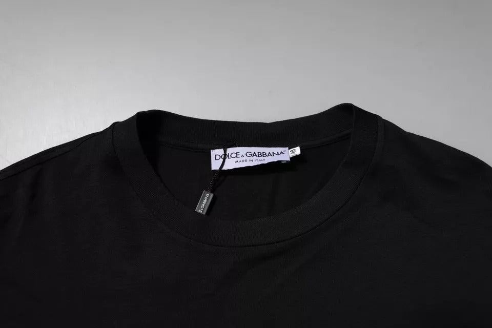 Camiseta de algodón con cuello redondo y logotipo DG en negro de Dolce &amp; Gabbana