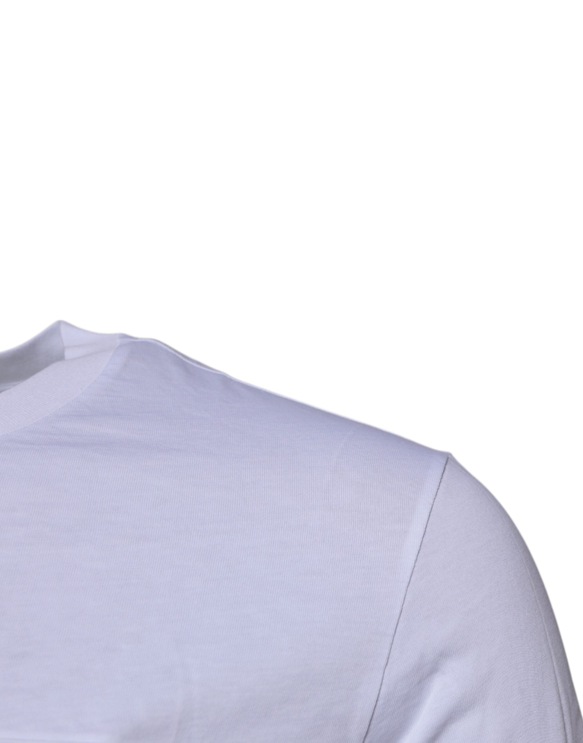 Camiseta de algodón con cuello redondo y placa del logotipo de Dolce &amp; Gabbana en blanco