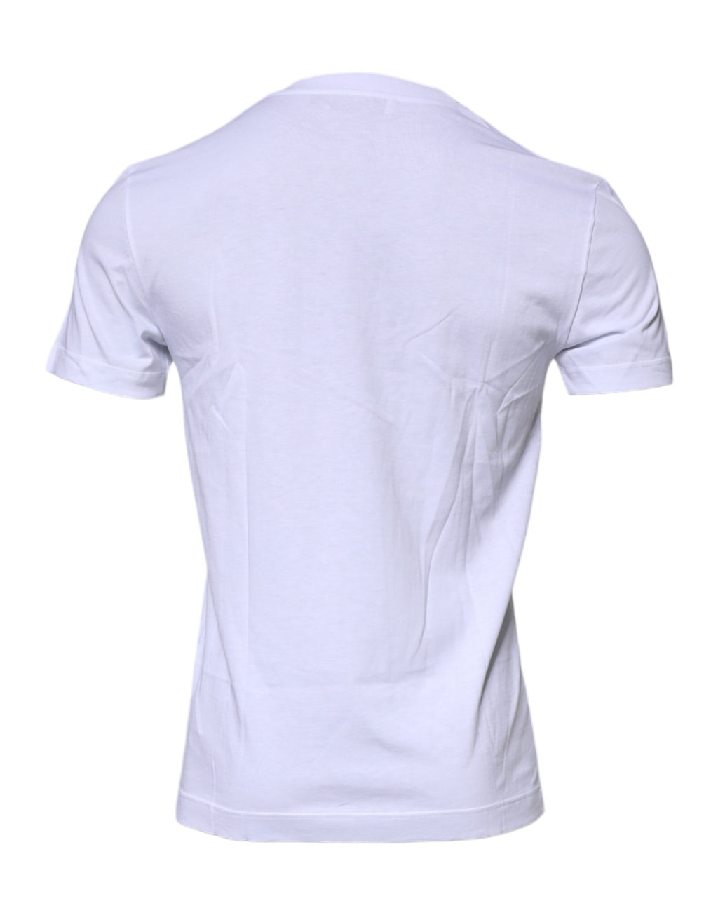 Camiseta de algodón con cuello redondo y placa del logotipo de Dolce &amp; Gabbana en blanco