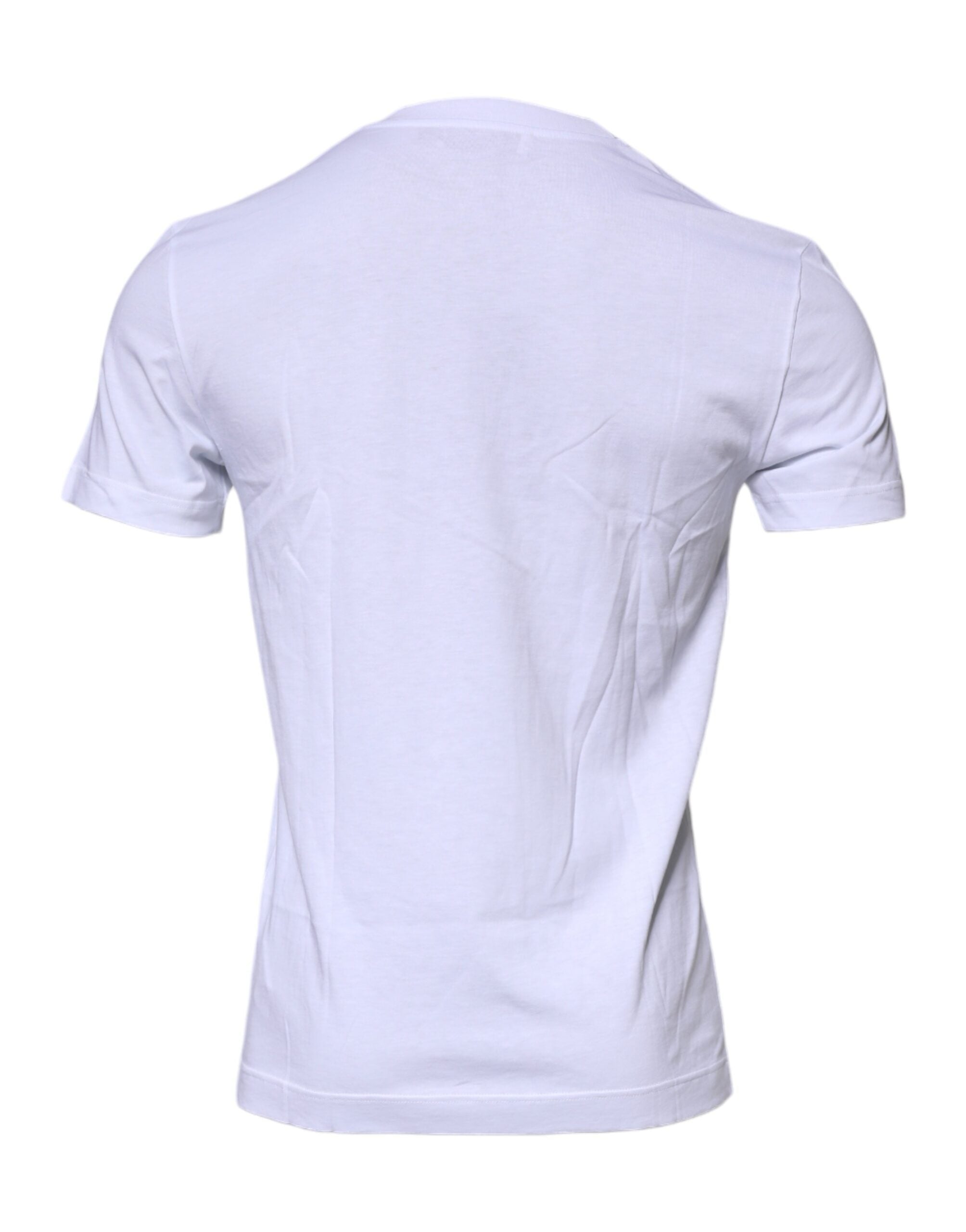 Camiseta de algodón con cuello redondo y placa del logotipo de Dolce &amp; Gabbana en blanco