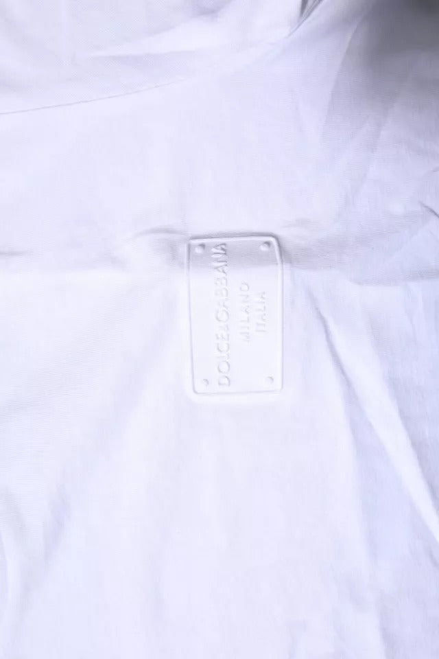 Camiseta de algodón con cuello redondo y placa del logotipo de Dolce &amp; Gabbana en blanco