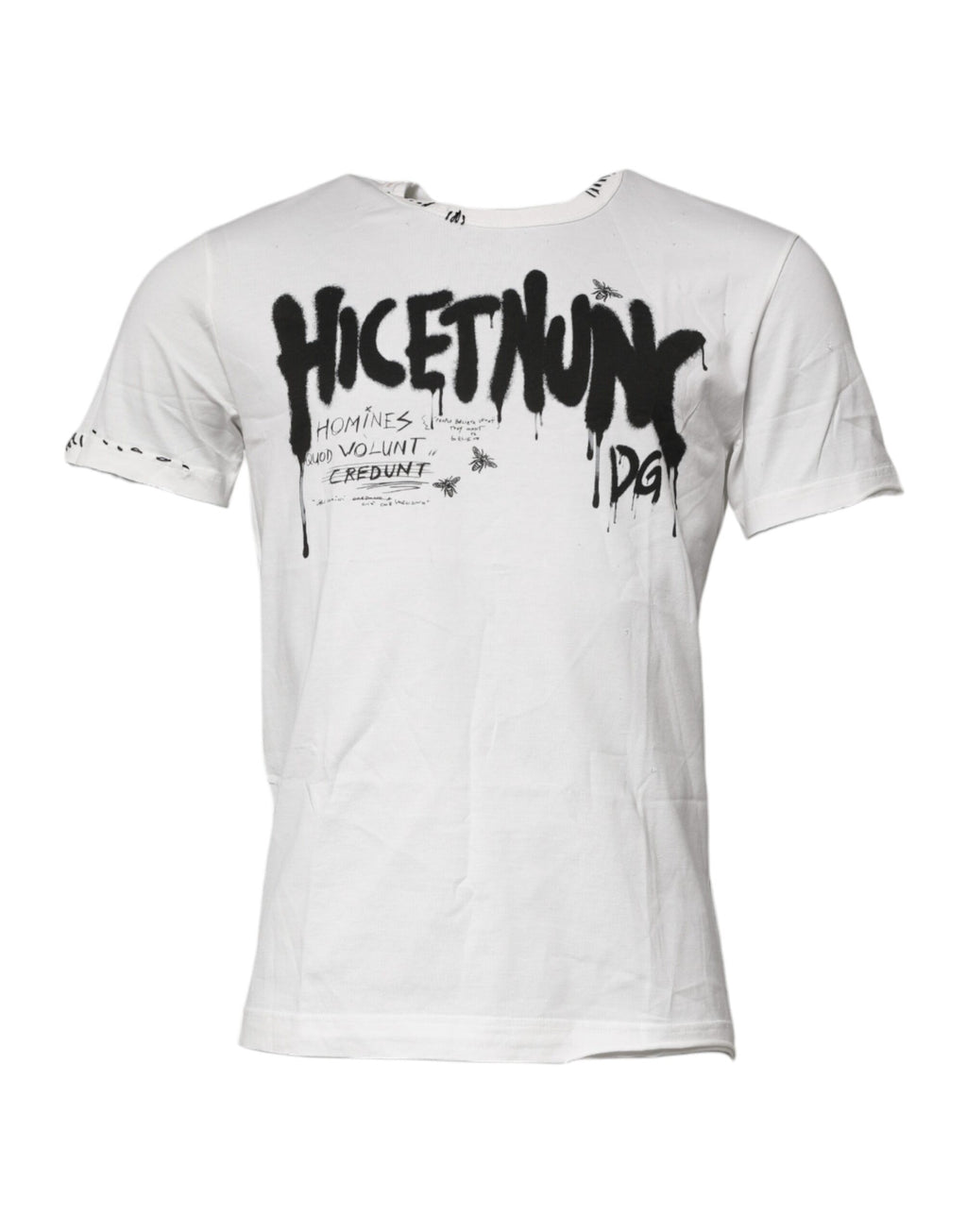 Camiseta de algodón con cuello redondo y estampado gráfico blanco de Dolce &amp; Gabbana
