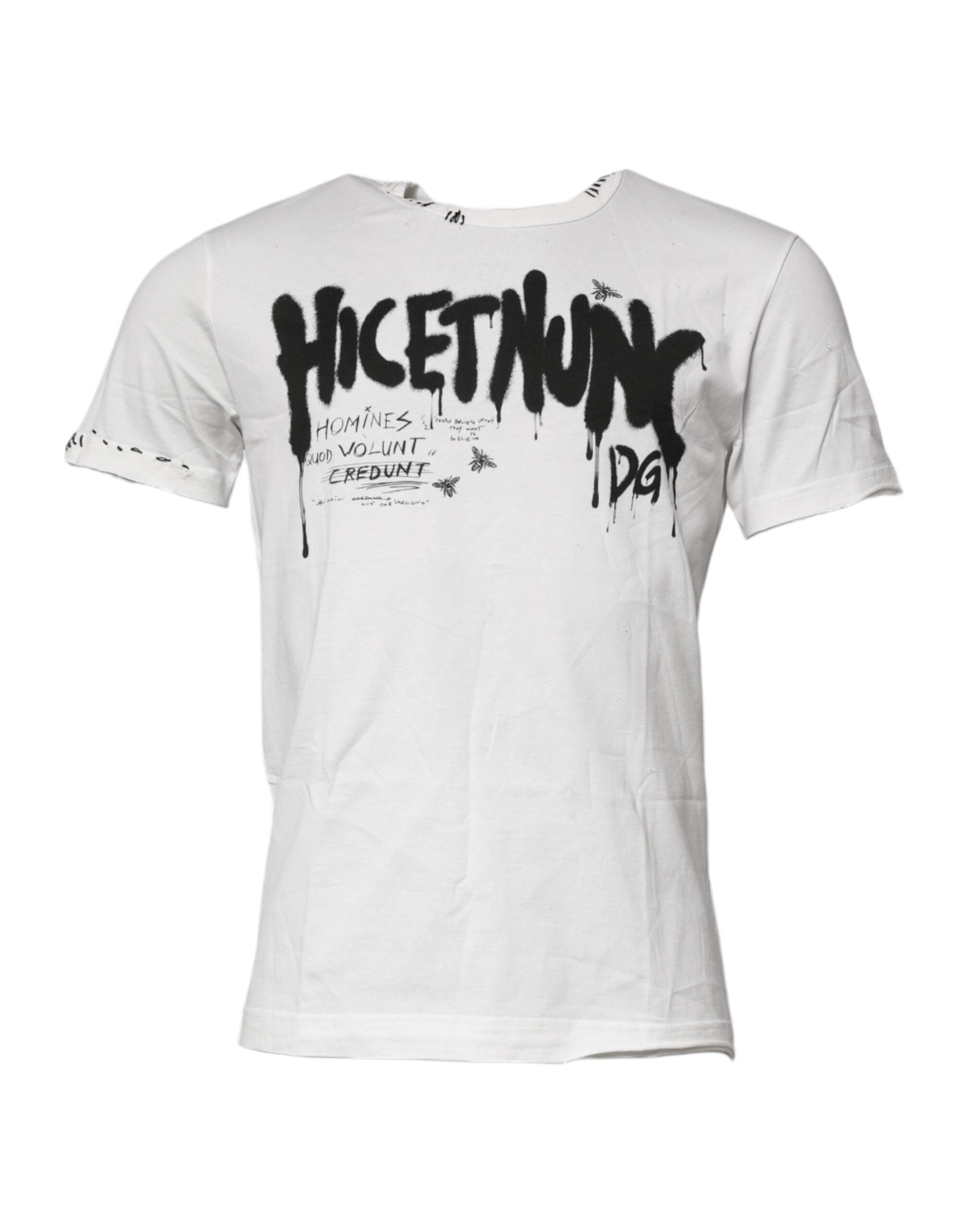 Camiseta de algodón con cuello redondo y estampado gráfico blanco de Dolce &amp; Gabbana