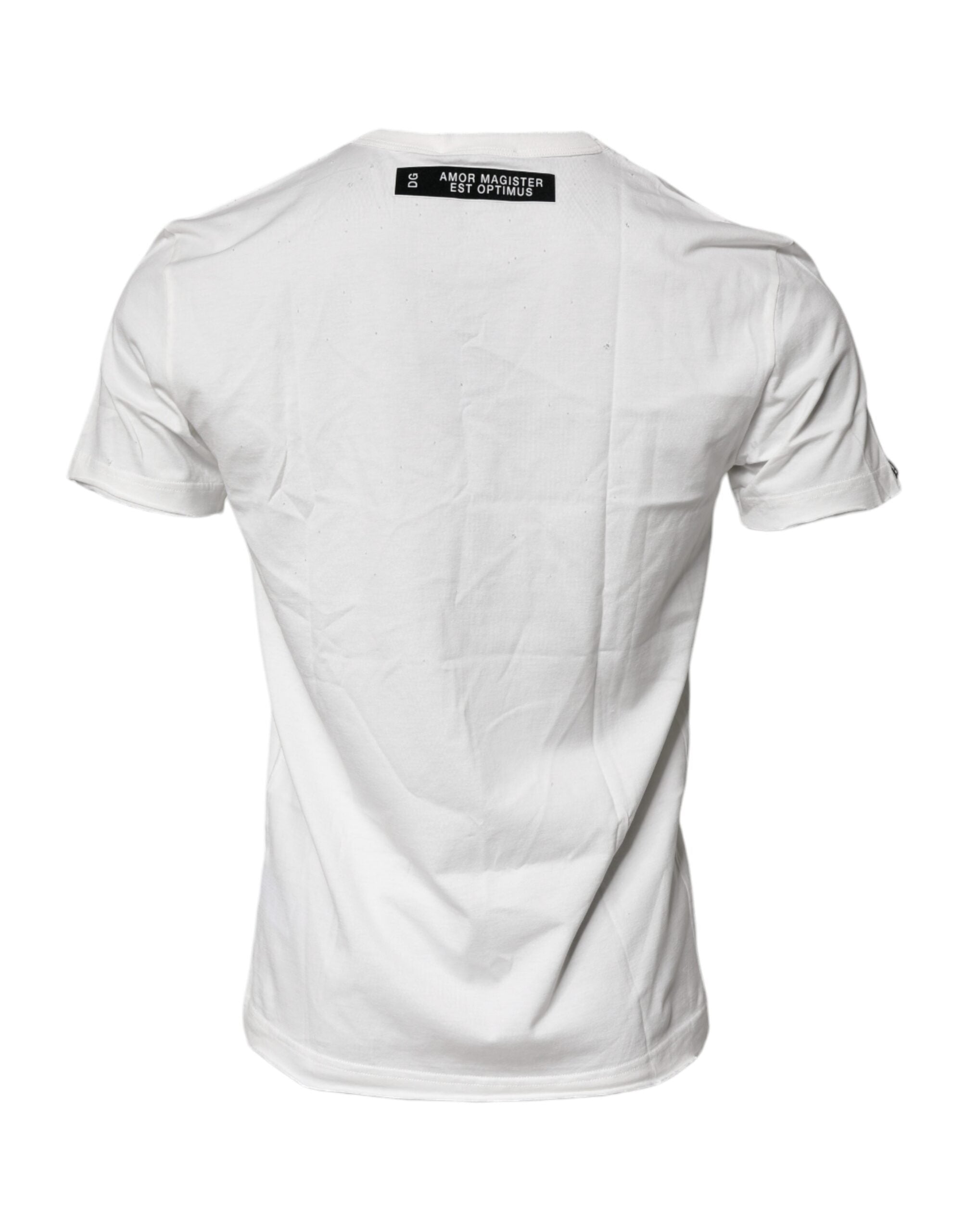 Camiseta de algodón con cuello redondo y estampado gráfico blanco de Dolce &amp; Gabbana