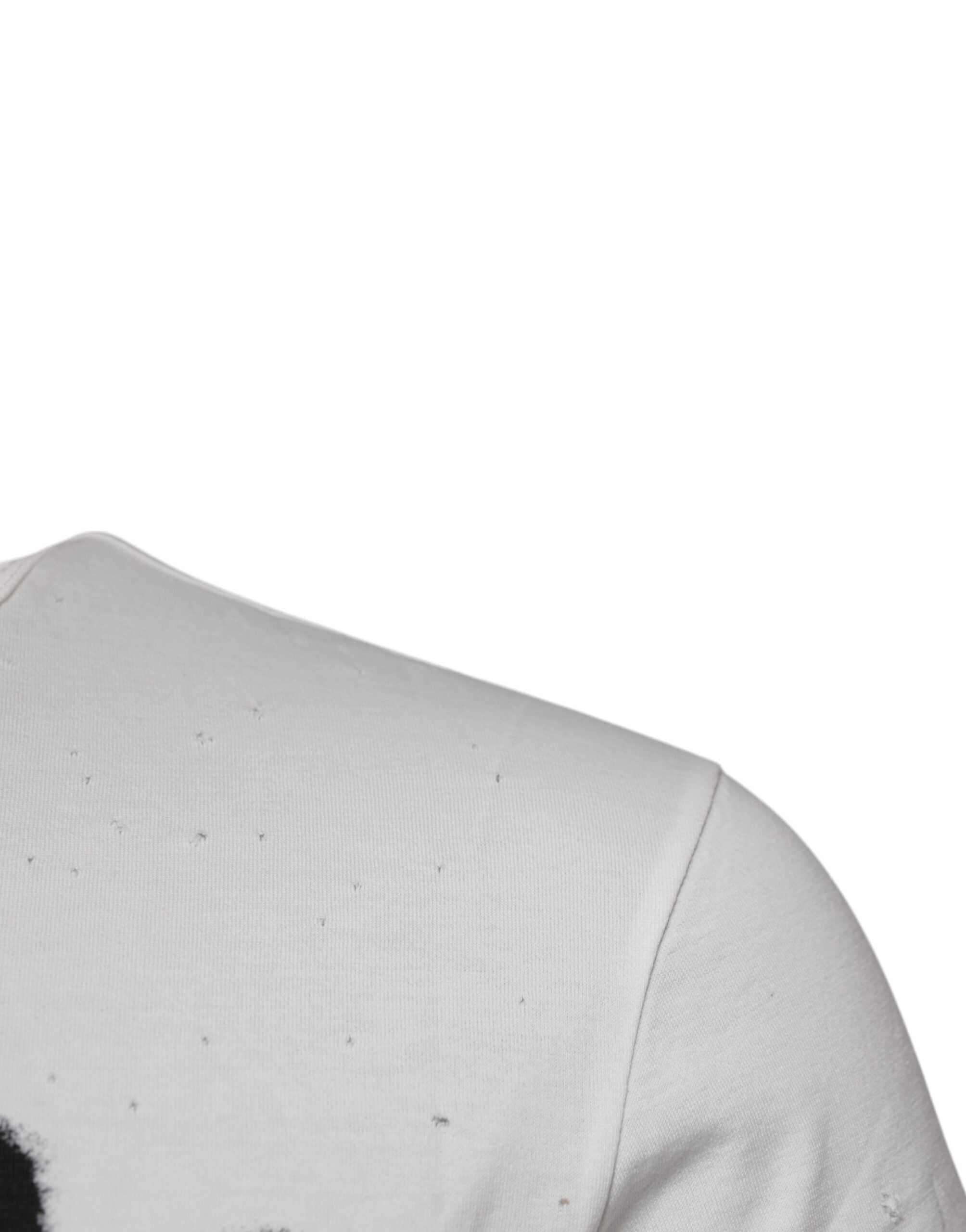 Camiseta de algodón con cuello redondo y estampado gráfico blanco de Dolce &amp; Gabbana