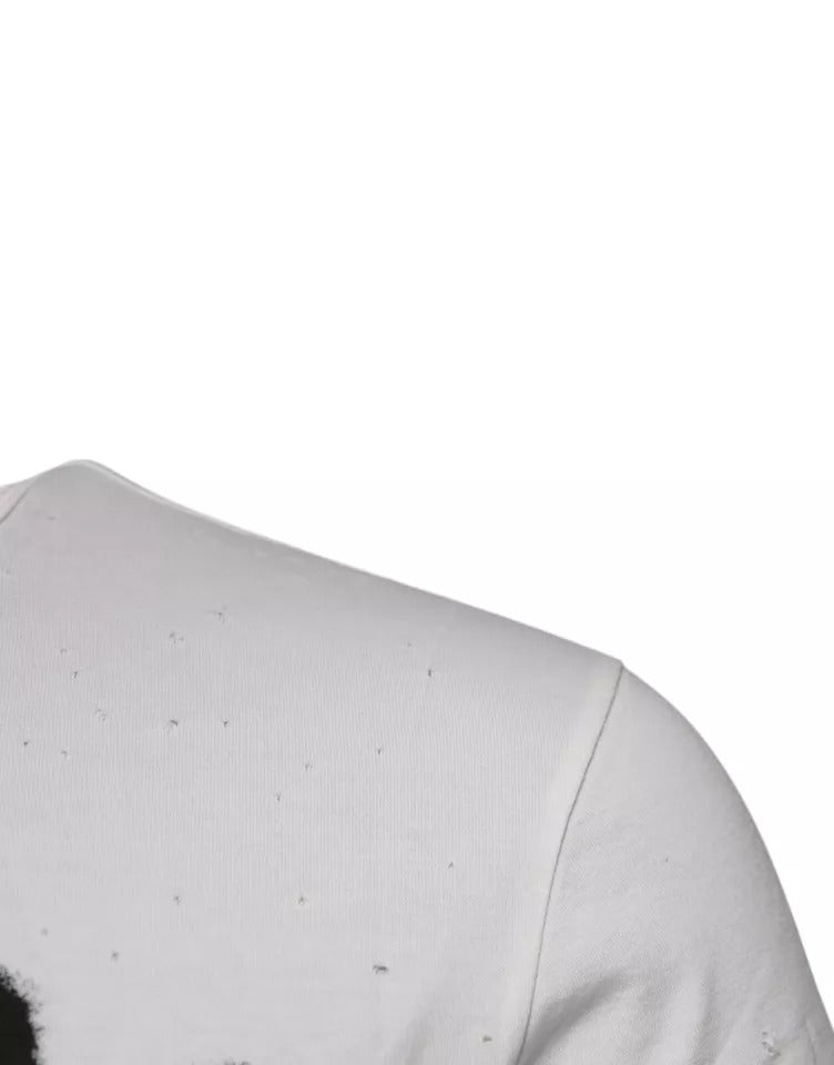 Camiseta de algodón con cuello redondo y estampado gráfico blanco de Dolce &amp; Gabbana