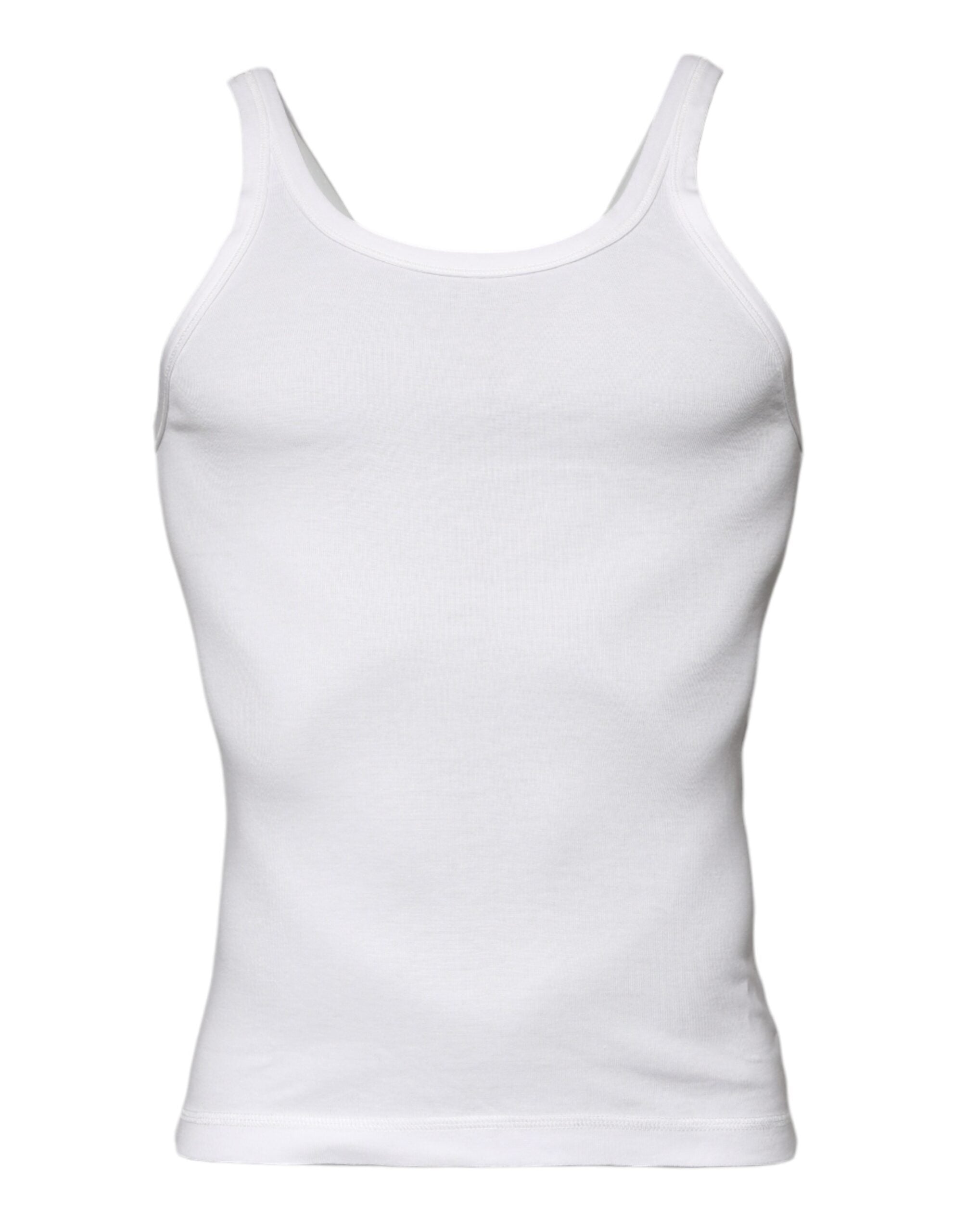 Camiseta sin mangas de algodón color marfil con cuello redondo de Dolce &amp; Gabbana