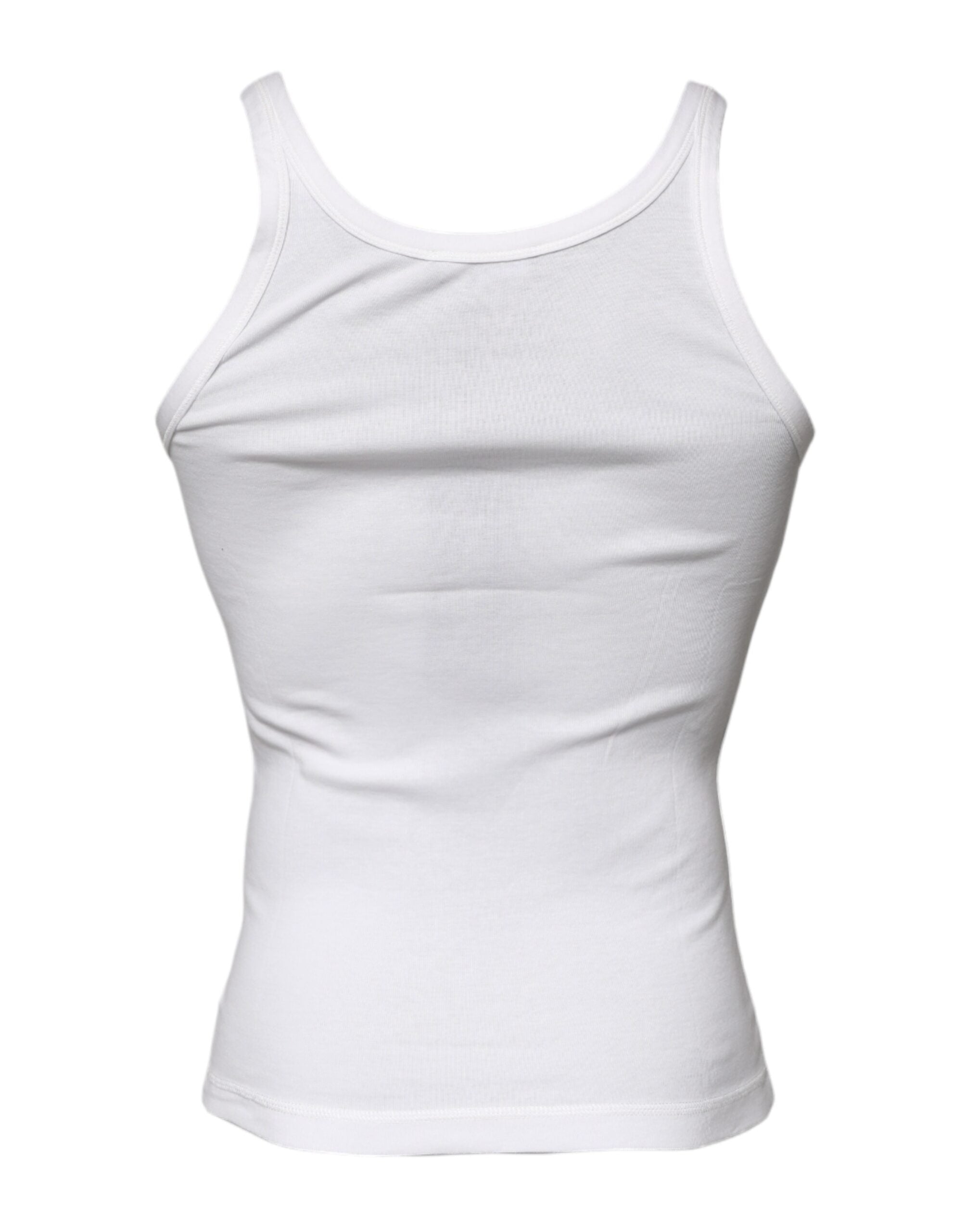 Camiseta sin mangas de algodón color marfil con cuello redondo de Dolce &amp; Gabbana