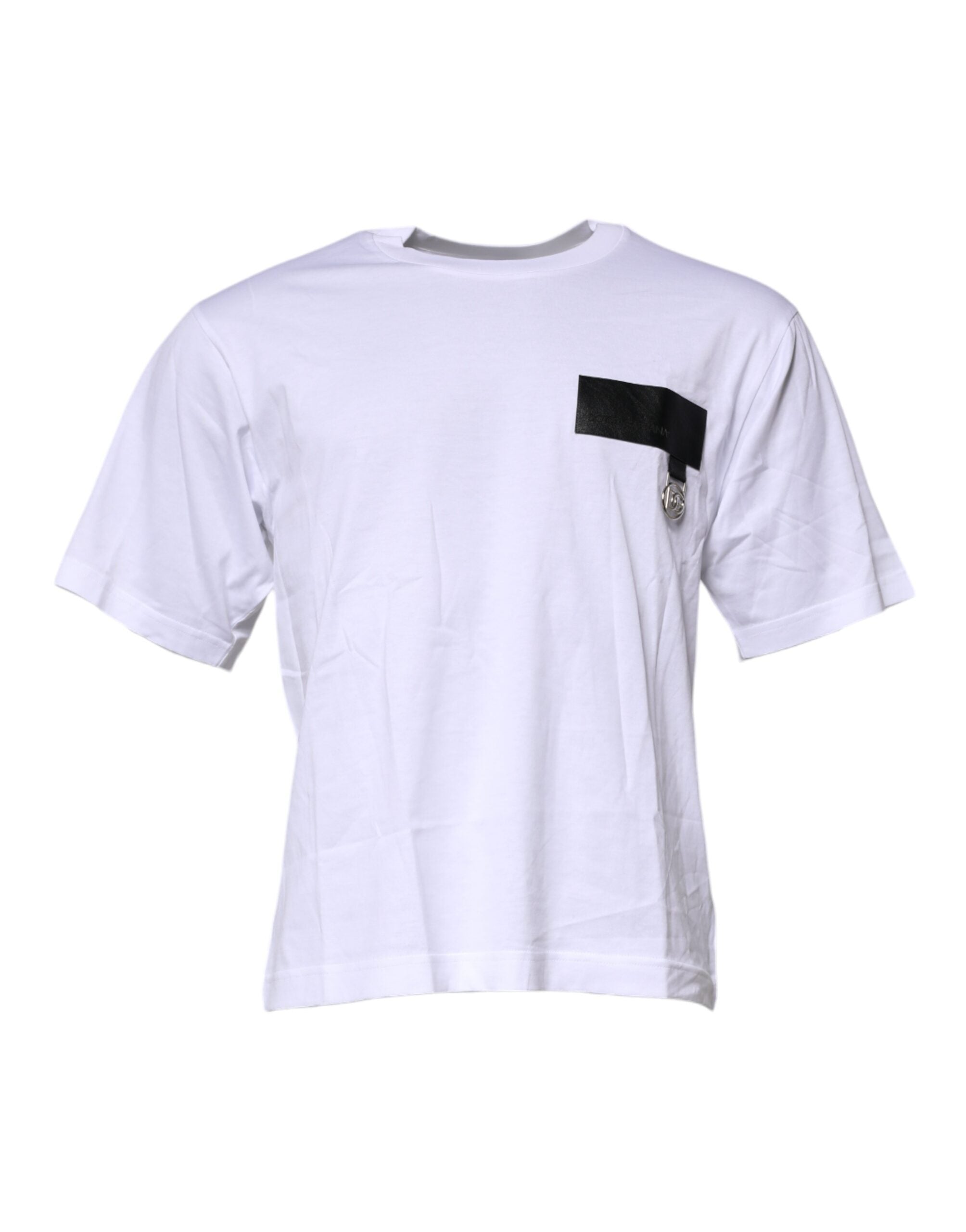 Camiseta de algodón con cuello redondo y parche del logotipo blanco de Dolce &amp; Gabbana