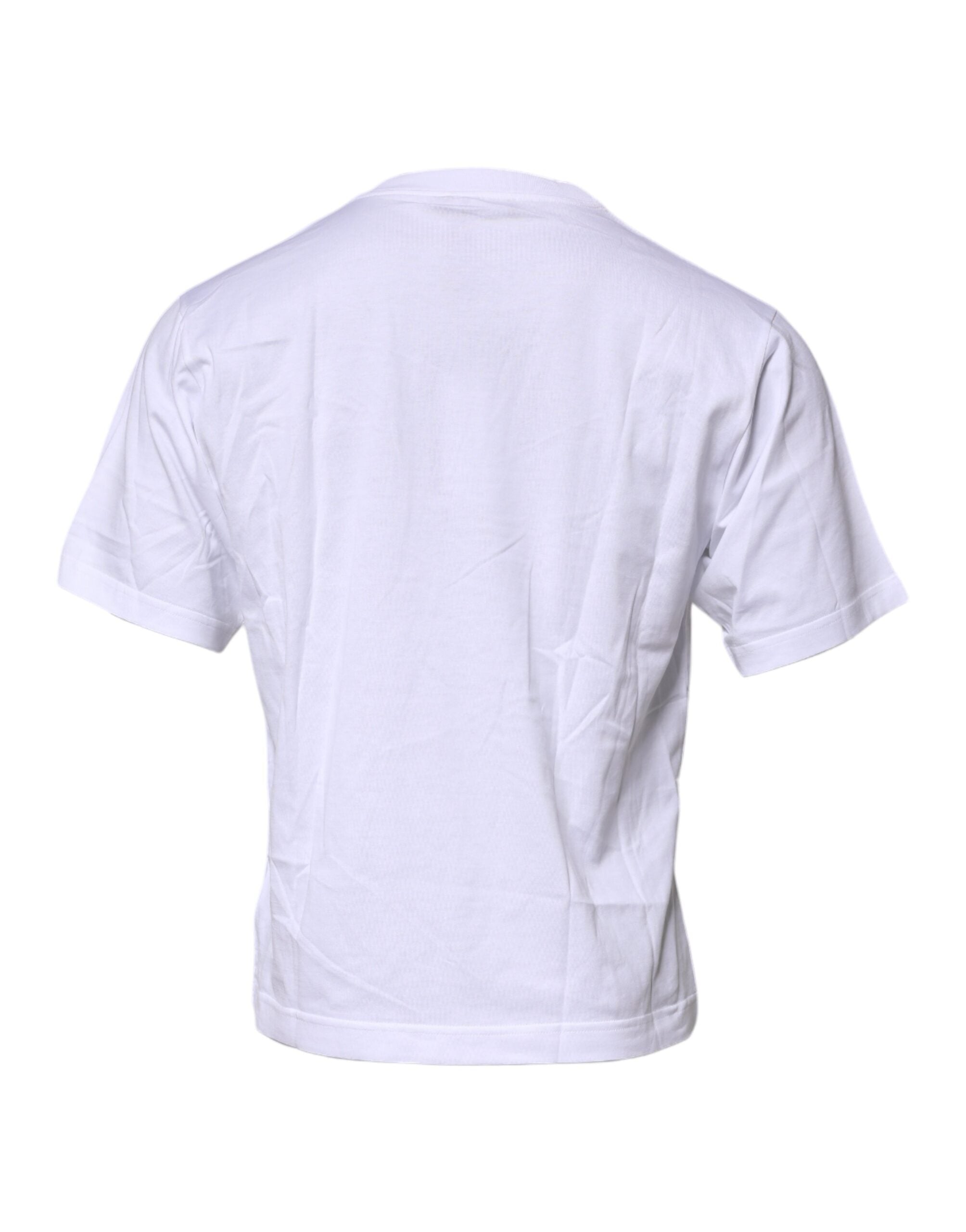 Camiseta de algodón con cuello redondo y parche del logotipo blanco de Dolce &amp; Gabbana