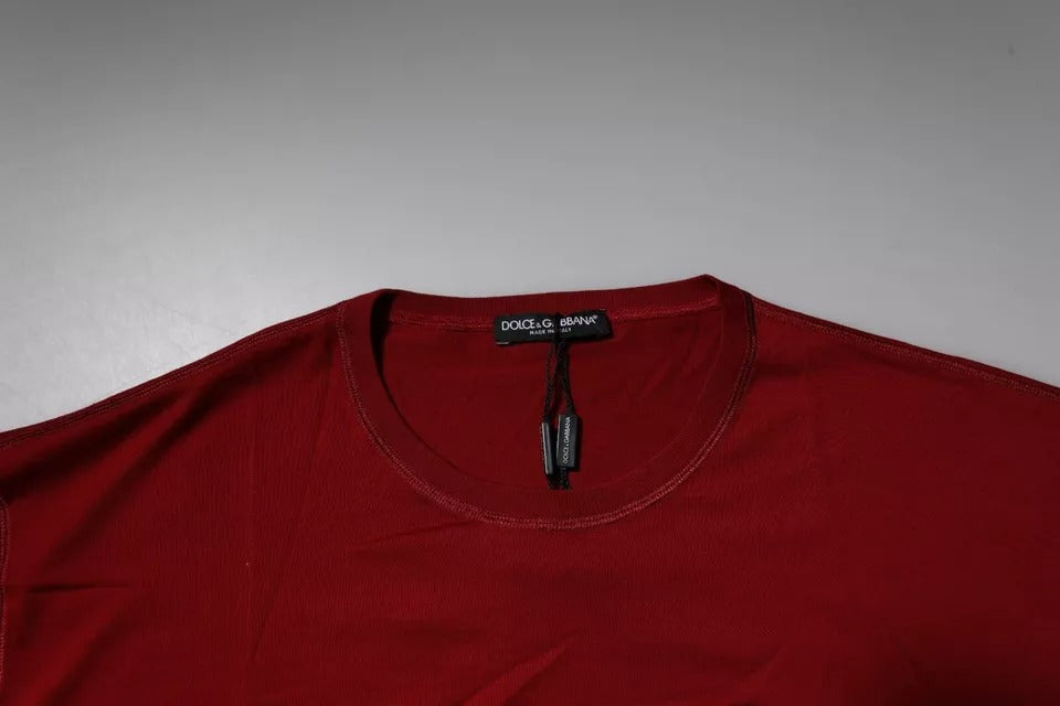 Camiseta de algodón con cuello redondo y cinta con el logotipo rojo de Dolce &amp; Gabbana