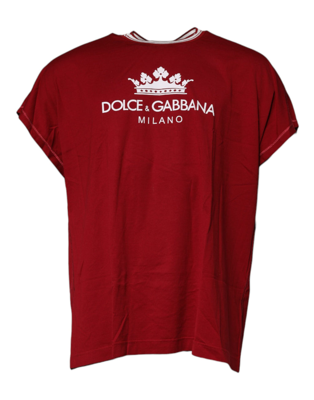 Camiseta de algodón con cuello redondo y corona con logotipo rojo de Dolce &amp; Gabbana