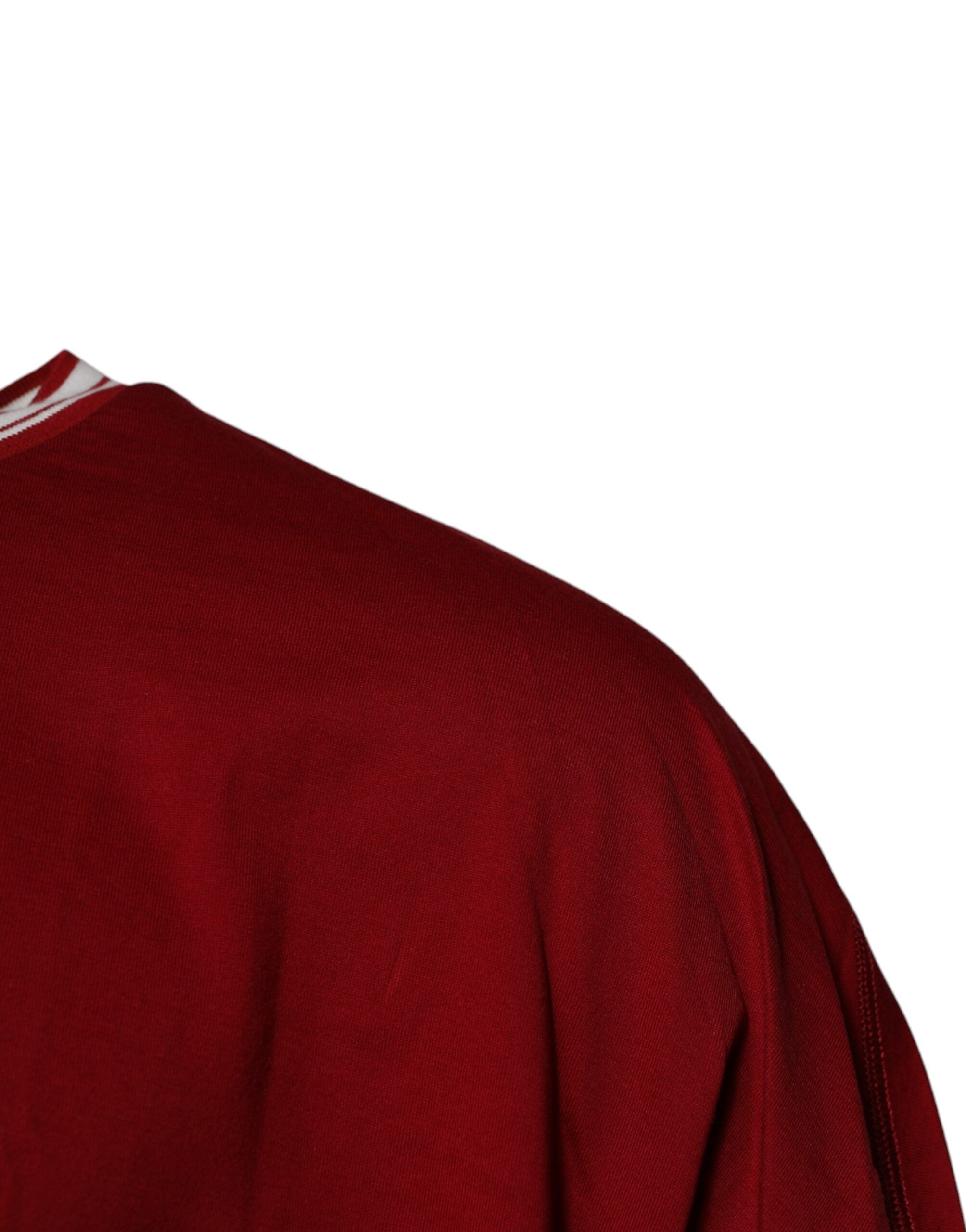 Camiseta de algodón con cuello redondo y corona con logotipo rojo de Dolce &amp; Gabbana