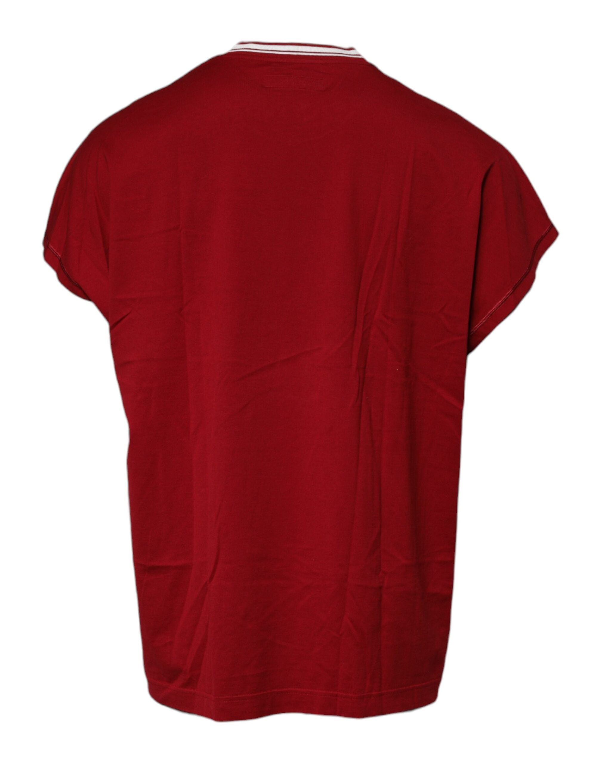 Camiseta de algodón con cuello redondo y corona con logotipo rojo de Dolce &amp; Gabbana