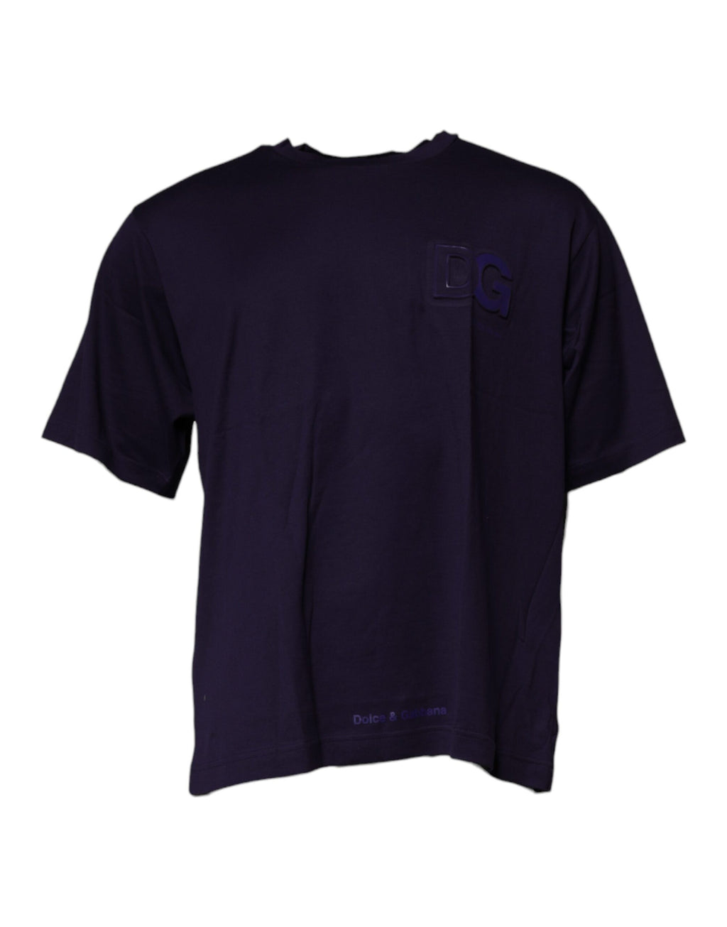 Camiseta de algodón con cuello redondo y logotipo DG azul marino de Dolce &amp; Gabbana