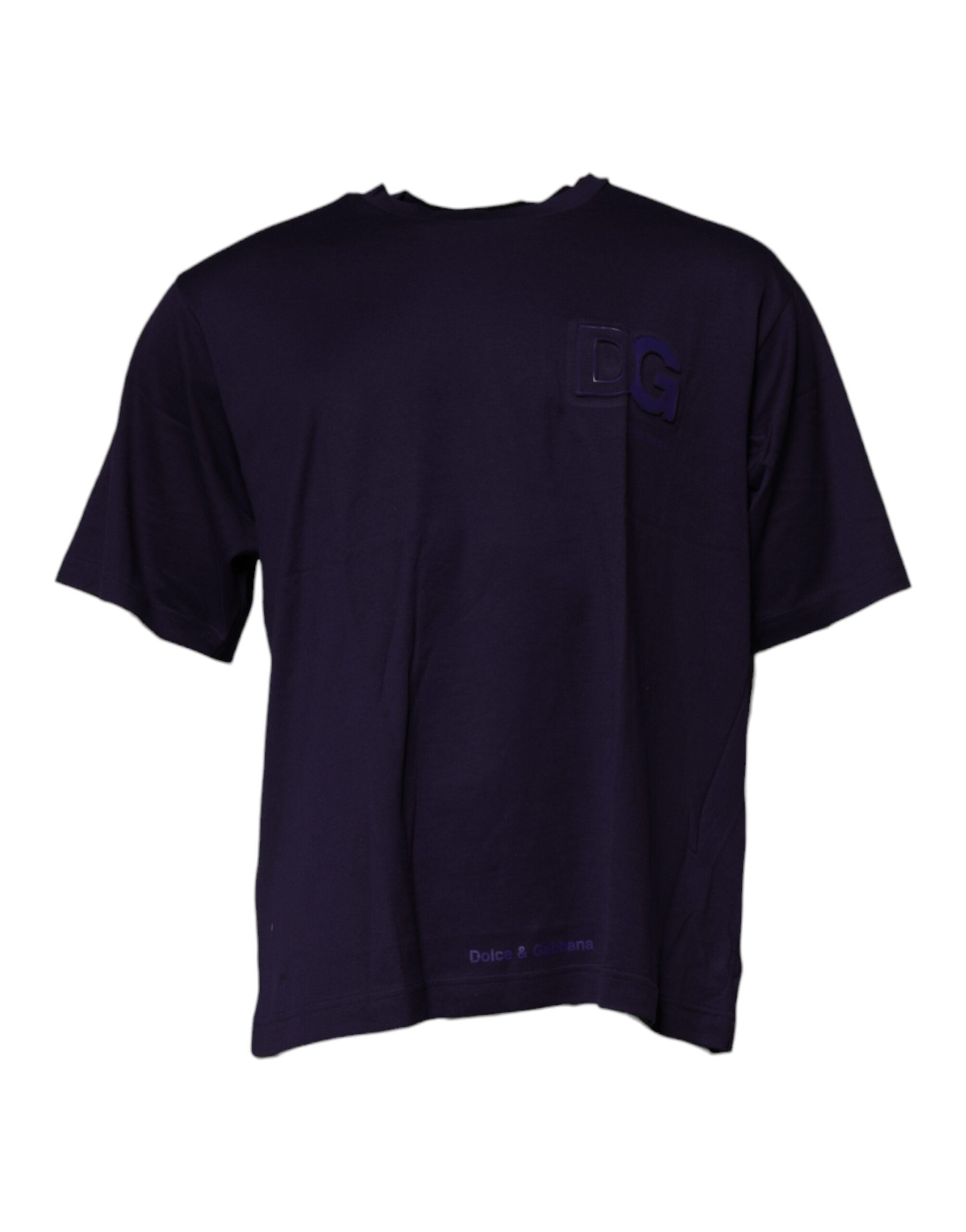 Camiseta de algodón con cuello redondo y logotipo DG azul marino de Dolce &amp; Gabbana