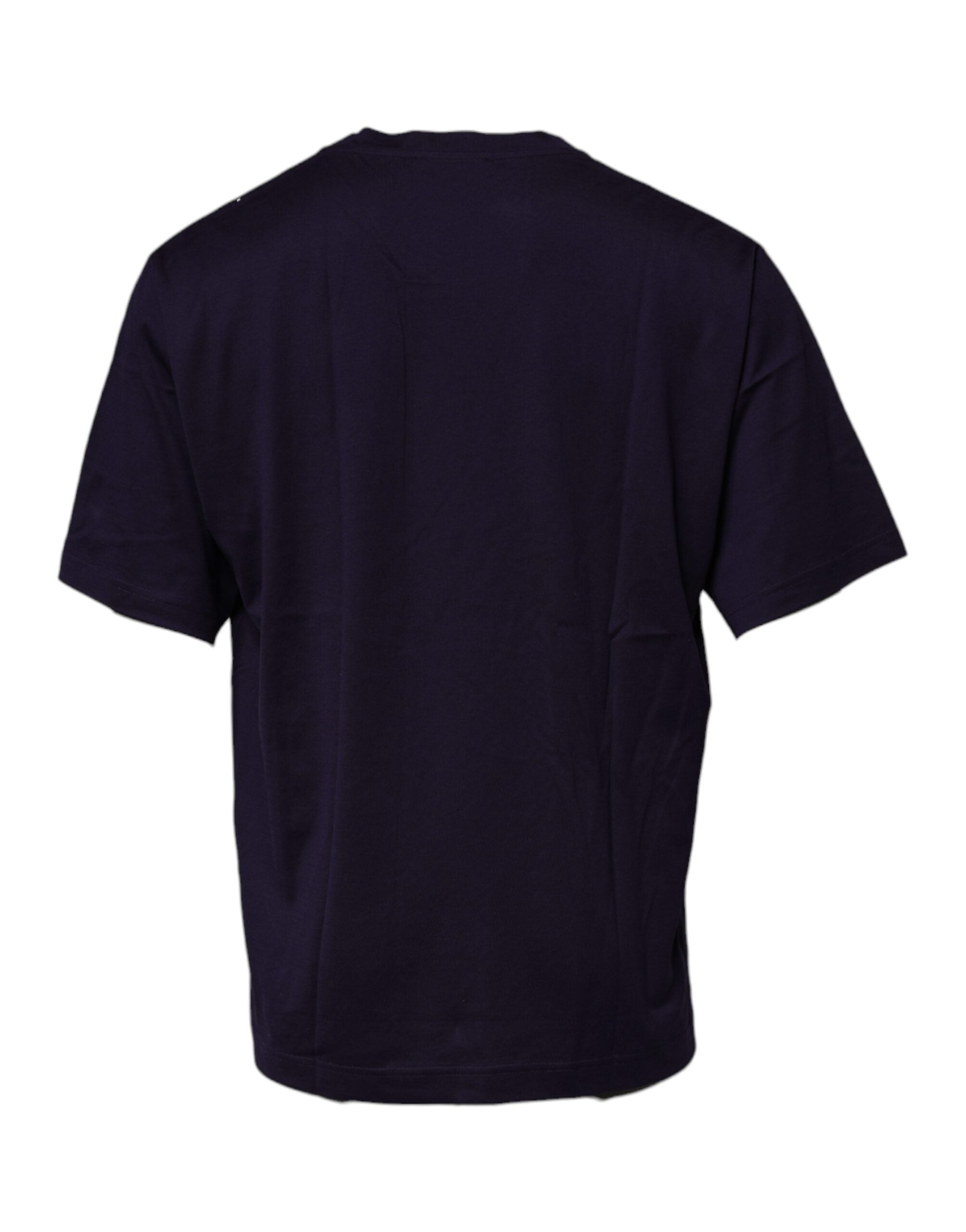 Camiseta de algodón con cuello redondo y logotipo DG azul marino de Dolce &amp; Gabbana
