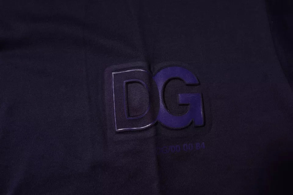 Camiseta de algodón con cuello redondo y logotipo DG azul marino de Dolce &amp; Gabbana