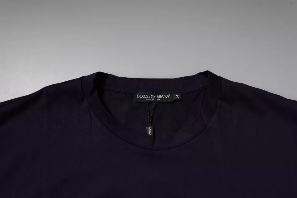 Camiseta de algodón con cuello redondo y logotipo DG azul marino de Dolce &amp; Gabbana